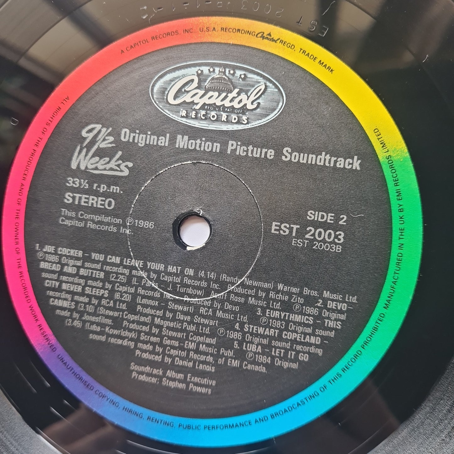 Various Artists – 9 1/2 Weeks Original Motion Picture Soundtrack - 1986 - Vinyl Record
