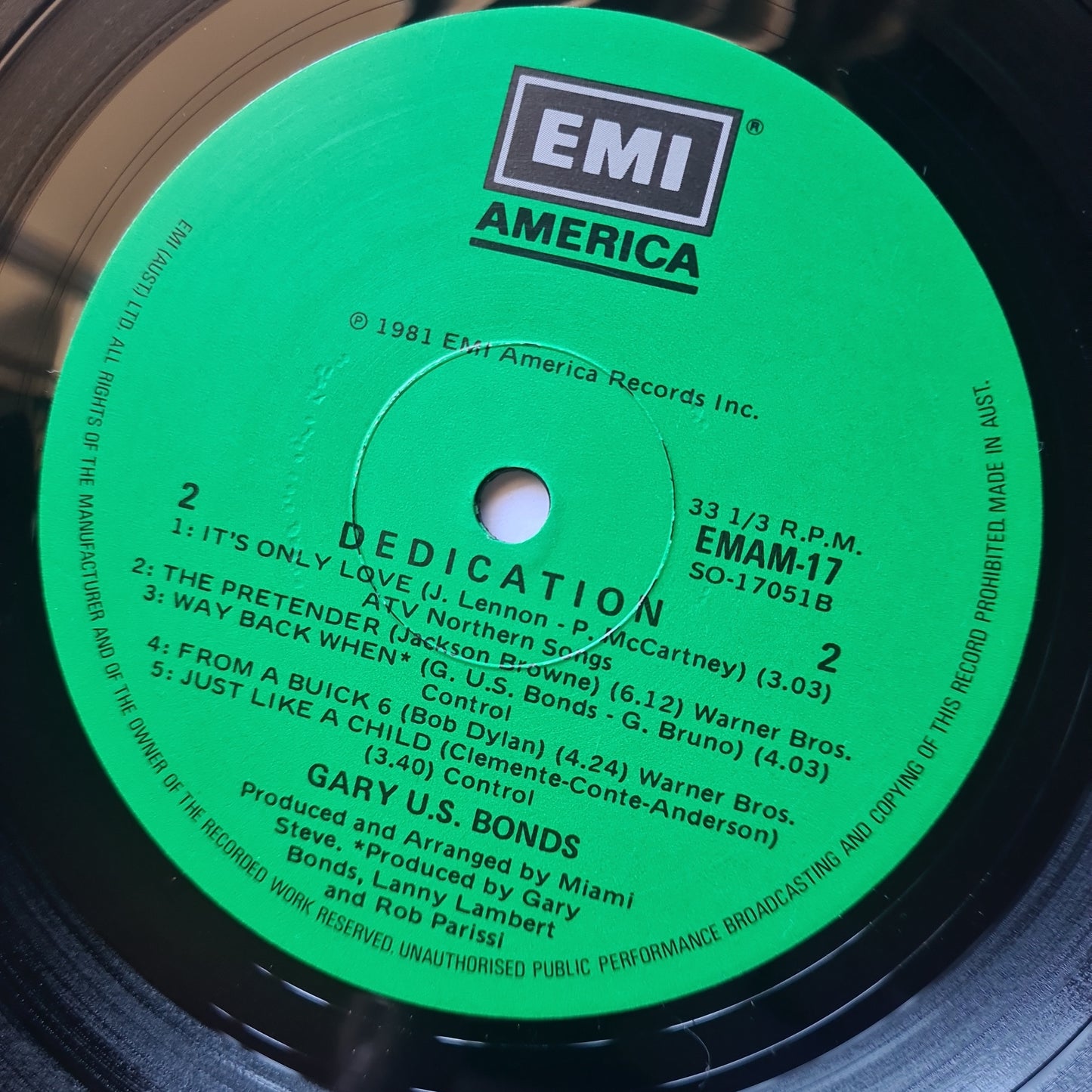 Gary U.S Bonds (Springsteen) – Dedication - 1981 - Vinyl Record