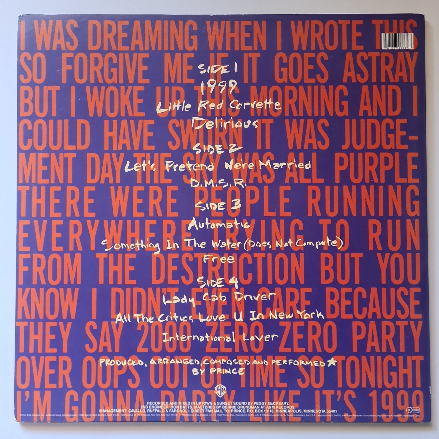 Prince – 1999 - 1982 (2011 European Pressing 2LP)