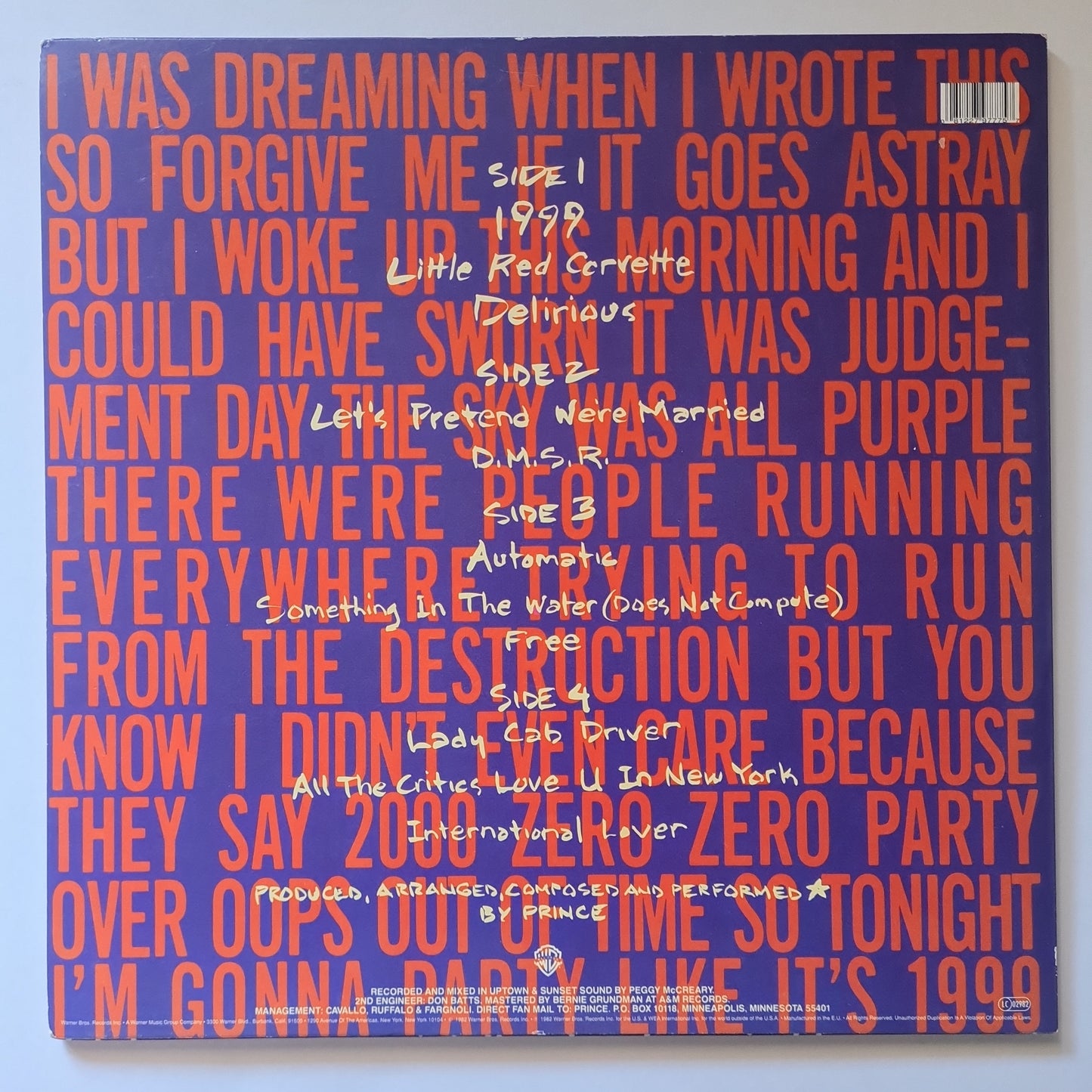 Prince – 1999 - 1982 (2011 European Pressing 2LP)