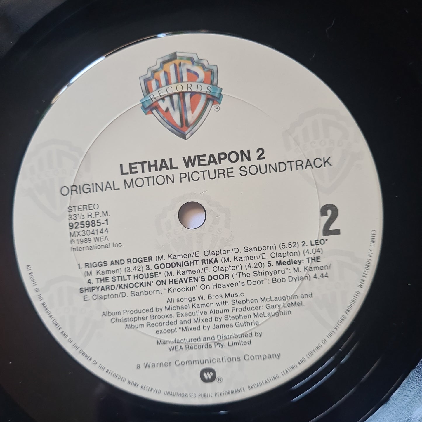 Lethal Weapon 2 (Eric Clapton, George Harrison) – Original Motion Picture Soundtrack - 1989 - Vinyl Record