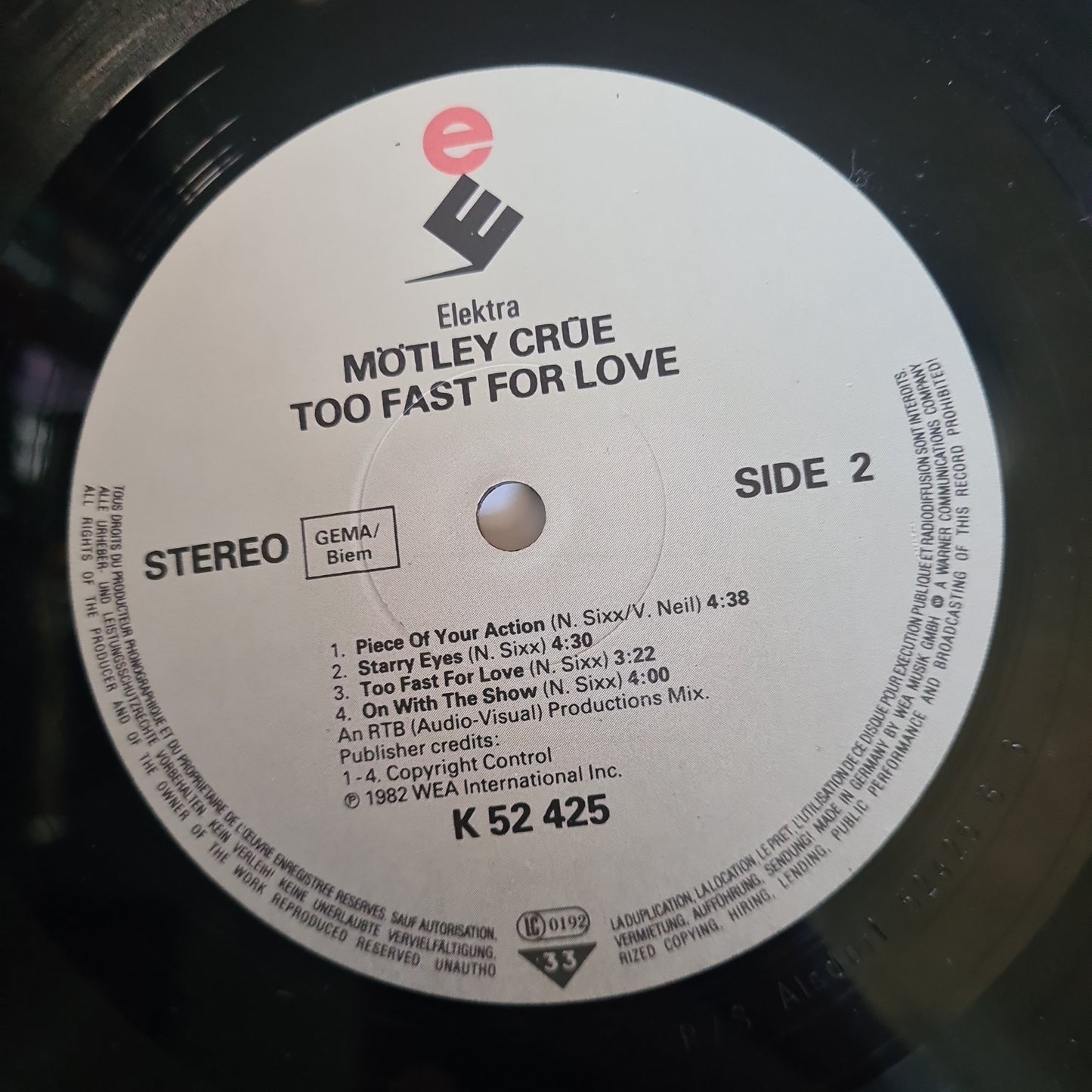 Motley Crue – Too Fast For Love - 1983 (German Pressing) - Vinyl Record LP