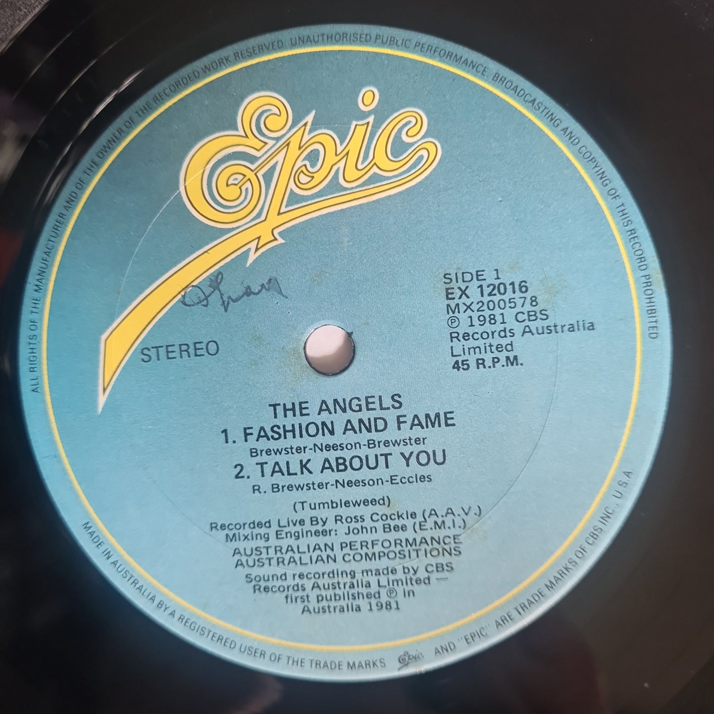 The Angels – Never So Live - 1981 - Vinyl Record