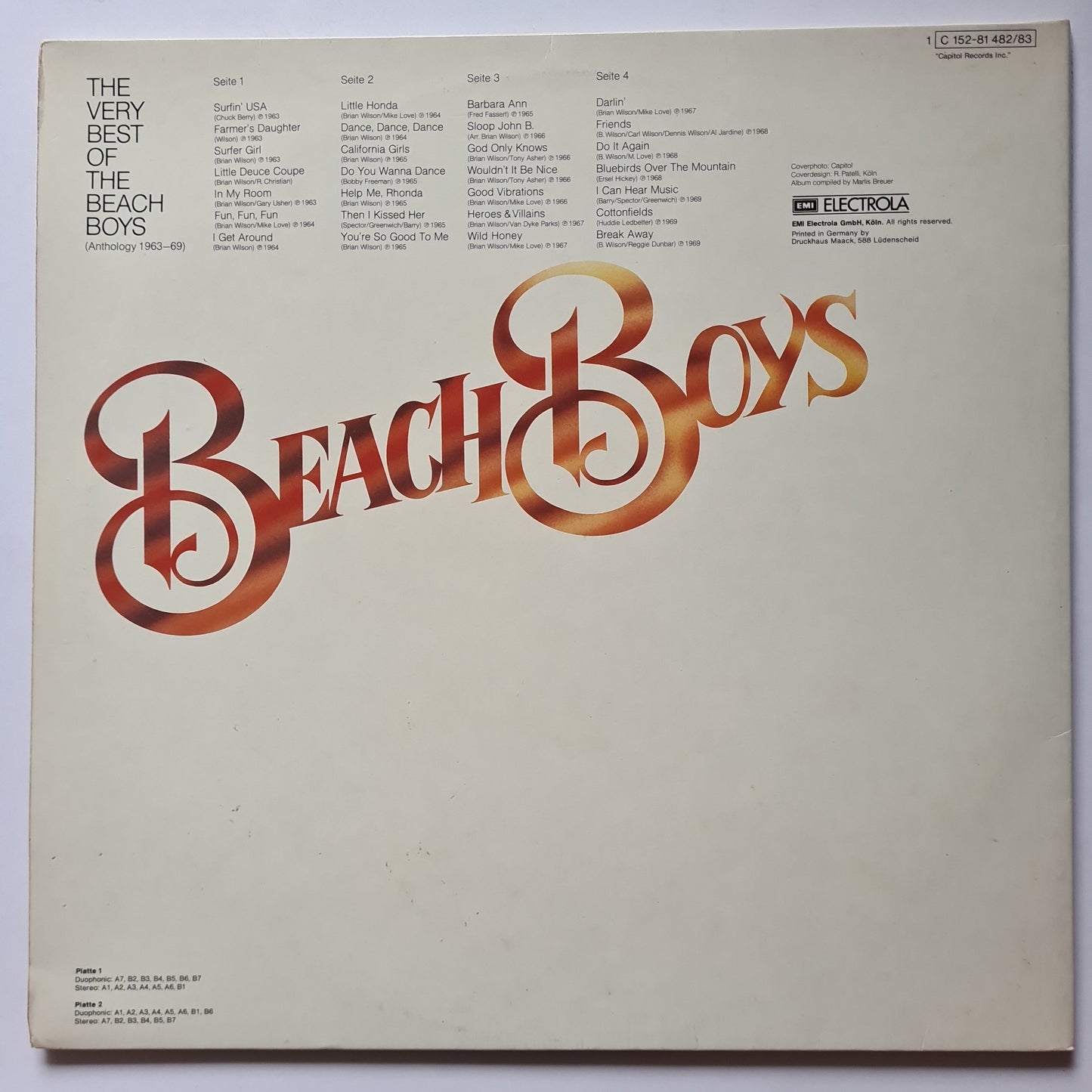 The Beach Boys – The Very Best Of The Beach Boys (Anthology 1963-69) - (2LP Gatefold) 1974 - Vinyl Record