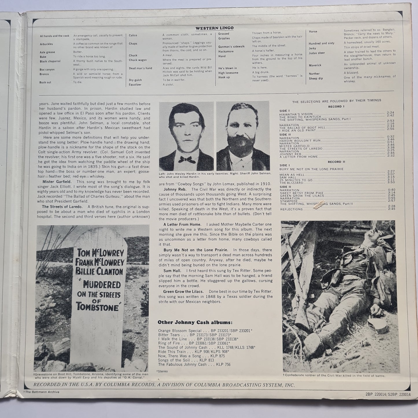 Johnny Cash – Johnny Cash Sings The Ballads Of The True West - 1965 - Vinyl Record (2LP Gatefold)