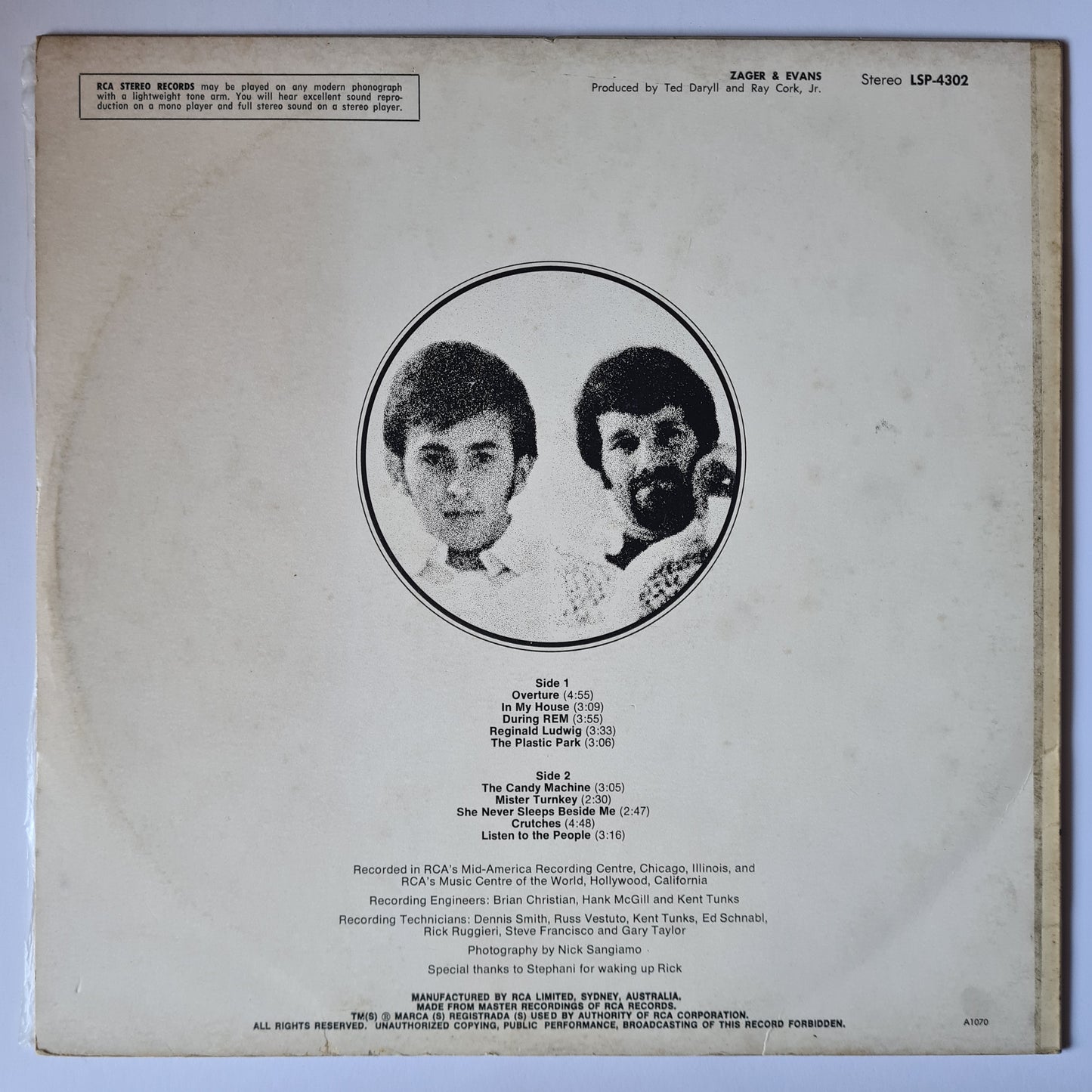 CLEARANCE STOCK! - ZAGER & EVANS - VINYL RECORD