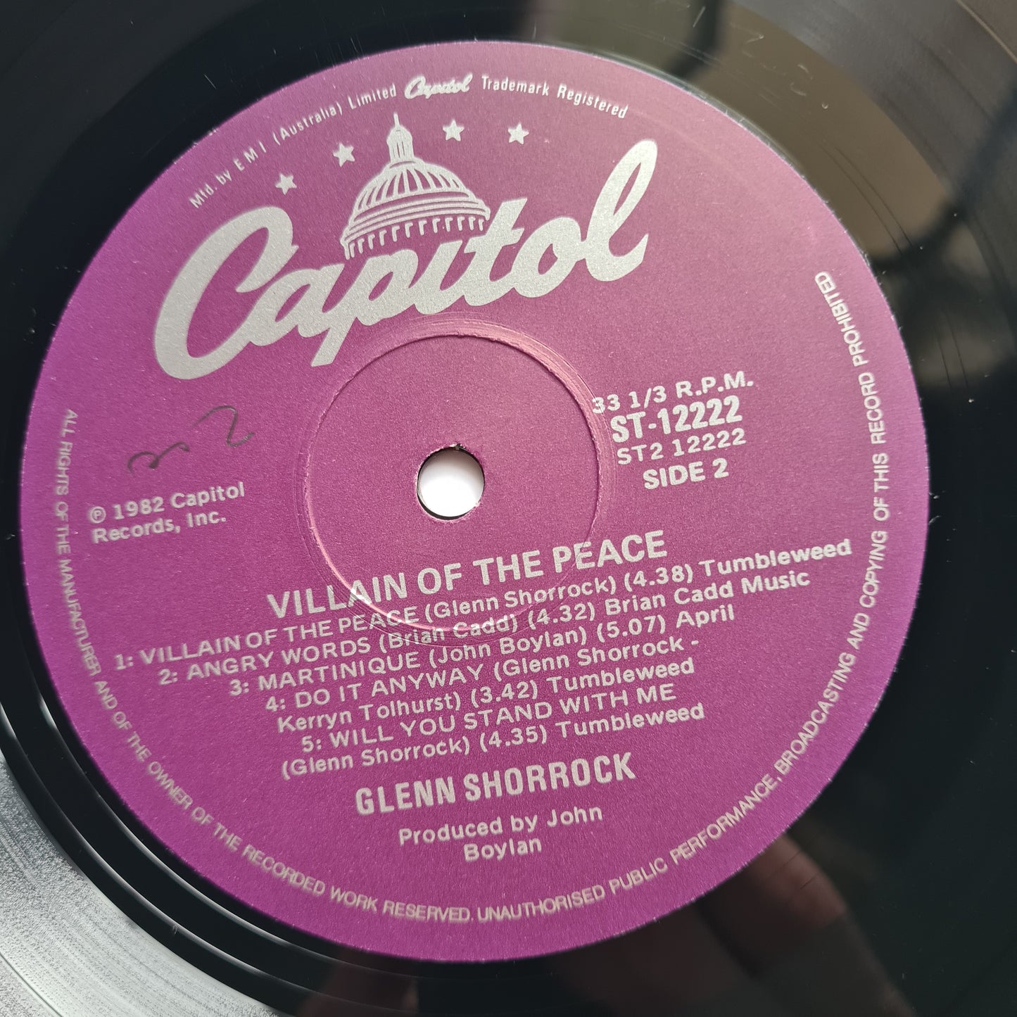 Glenn Shorrock (Little River Band) – Villain Of The Peace - 1982 - Vinyl Record LP