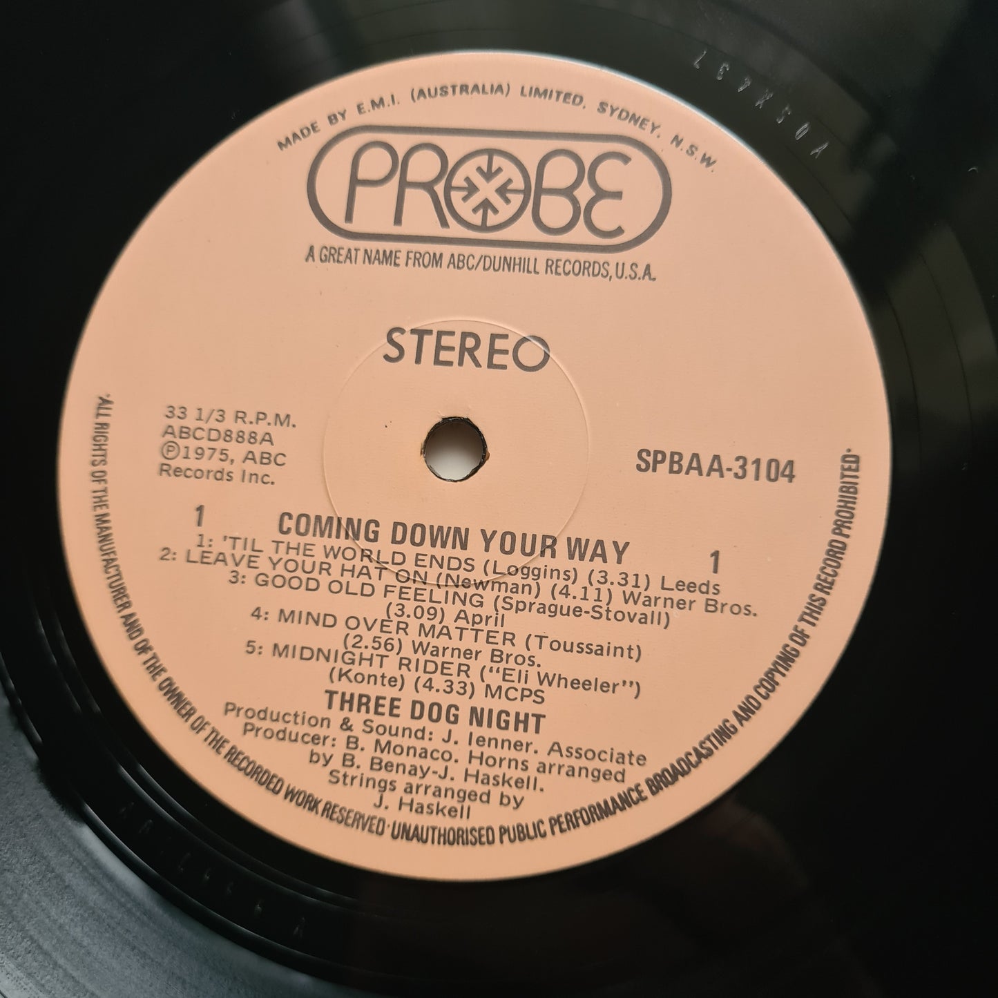 Three Dog Night – Coming Down Your Way - 1975 (Near Mint) - Vinyl Record LP