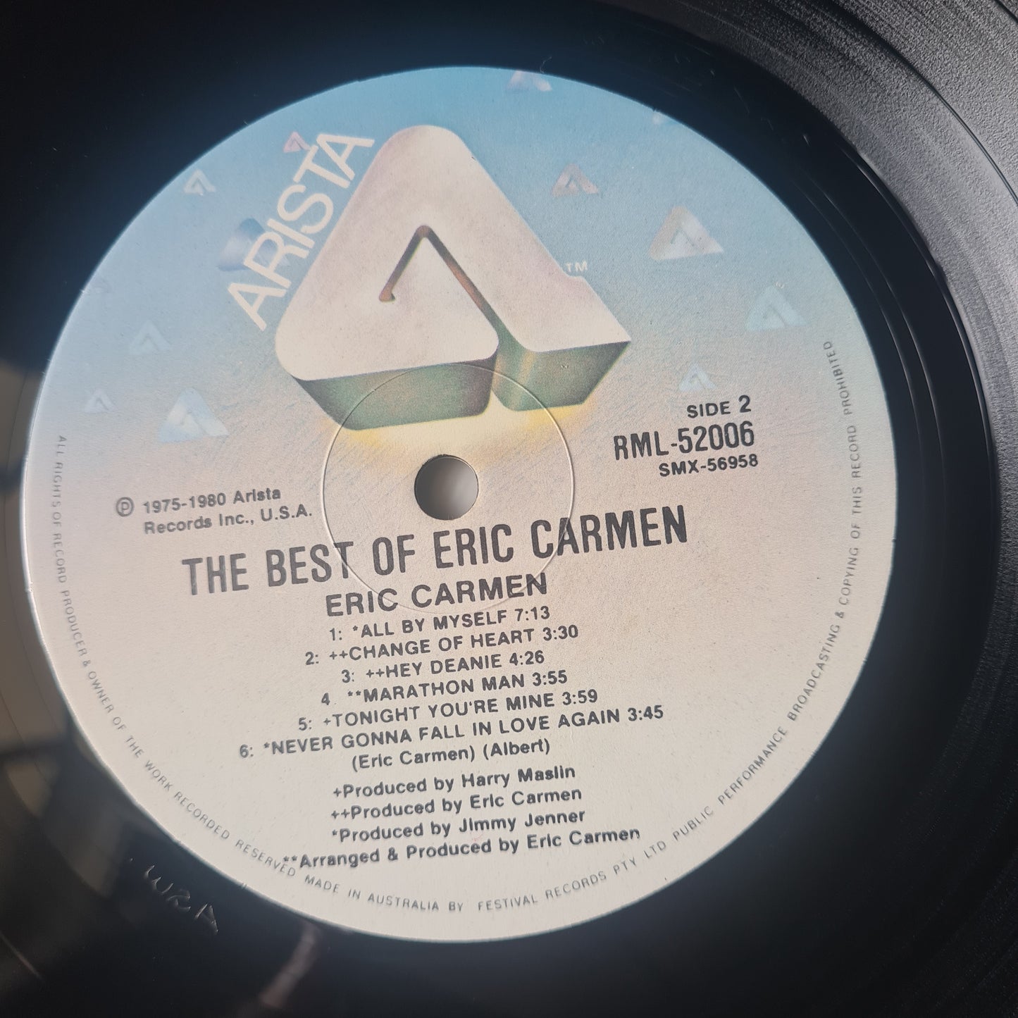 Eric Carmen – The Best Of Eric Carmen - 1980 - Vinyl Record LP