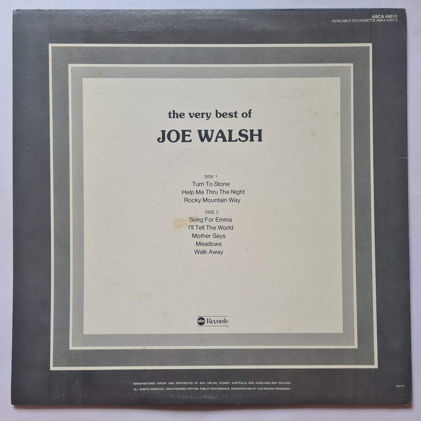 Joe Walsh (Eagles) – The Very Best Of Joe Walsh - 1977 - Vinyl Record LP (near mint)
