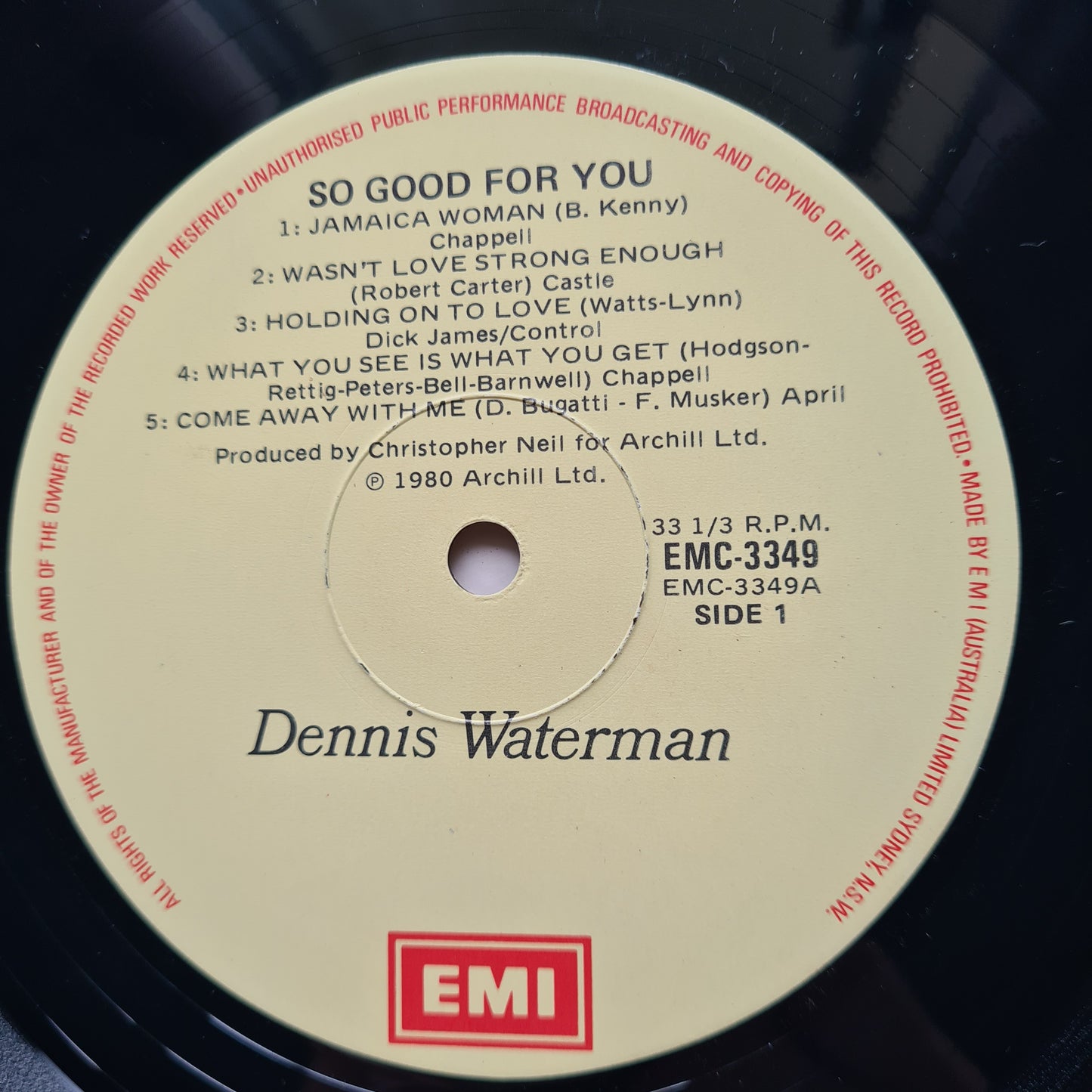 Dennis Waterman – So Good For You - 1982 - Vinyl Record LP