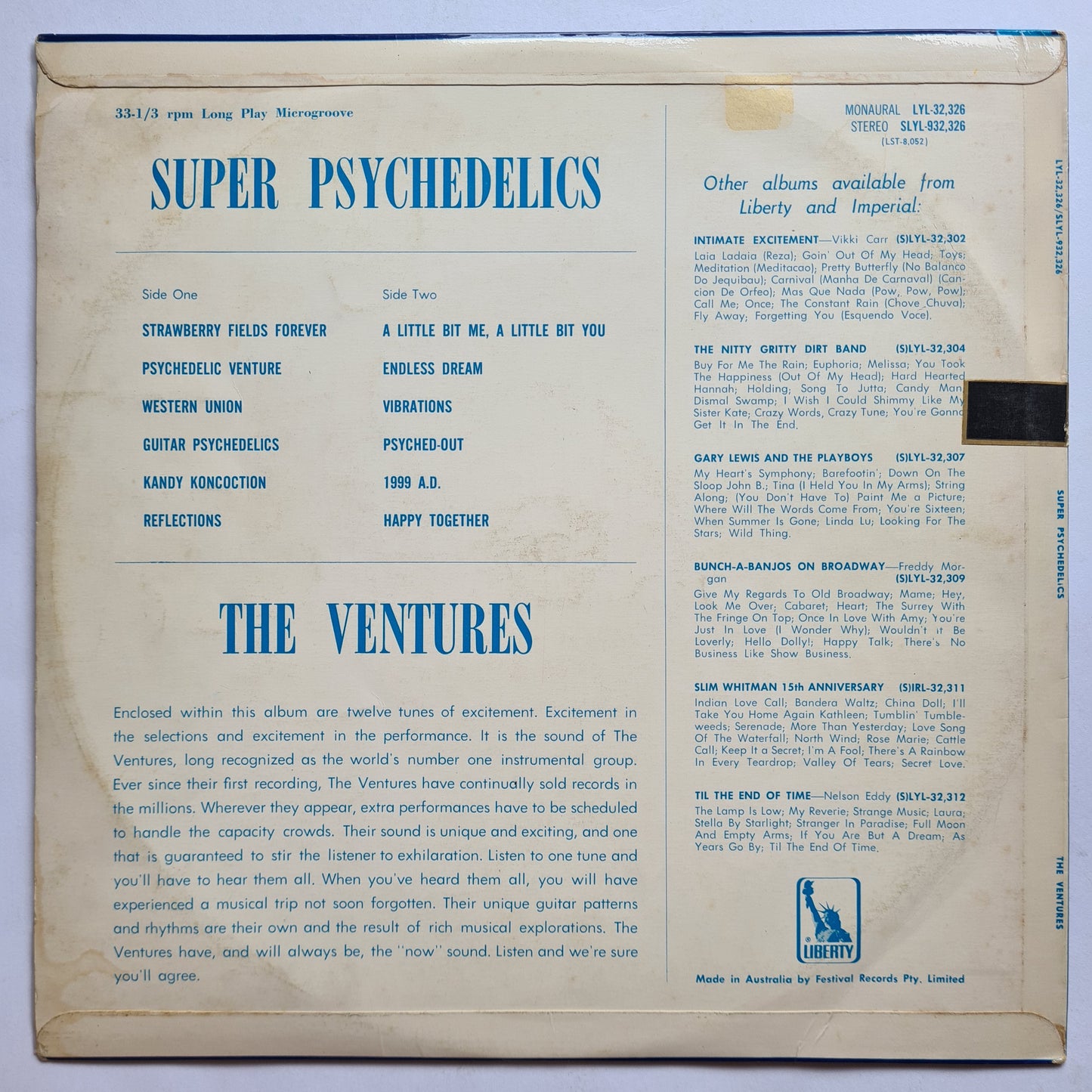 The Ventures – Super Psychedelics - 1967 - Vinyl Record LP