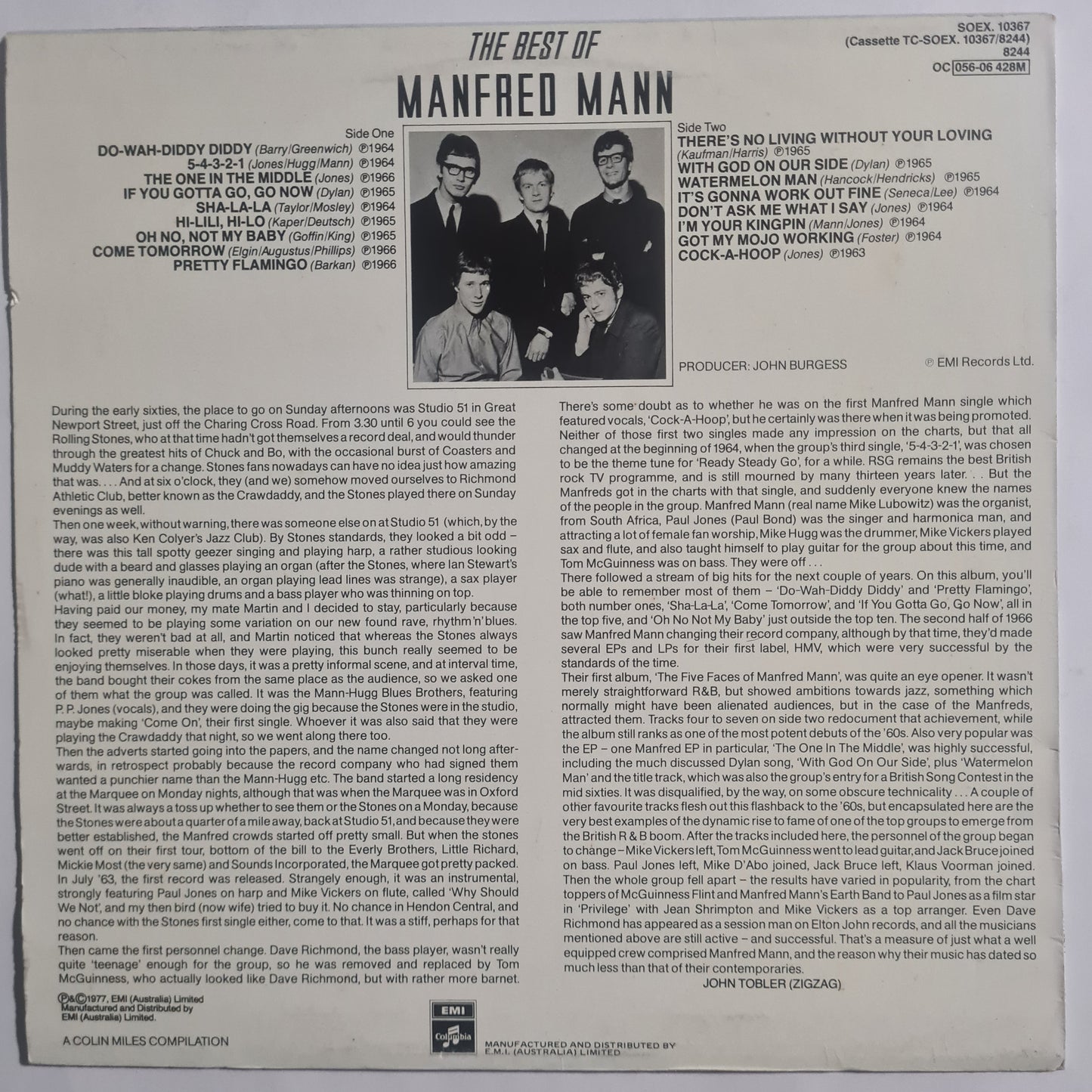 Manfred Mann – The Best of Manfred Mann - 1977 - Vinyl Record LP