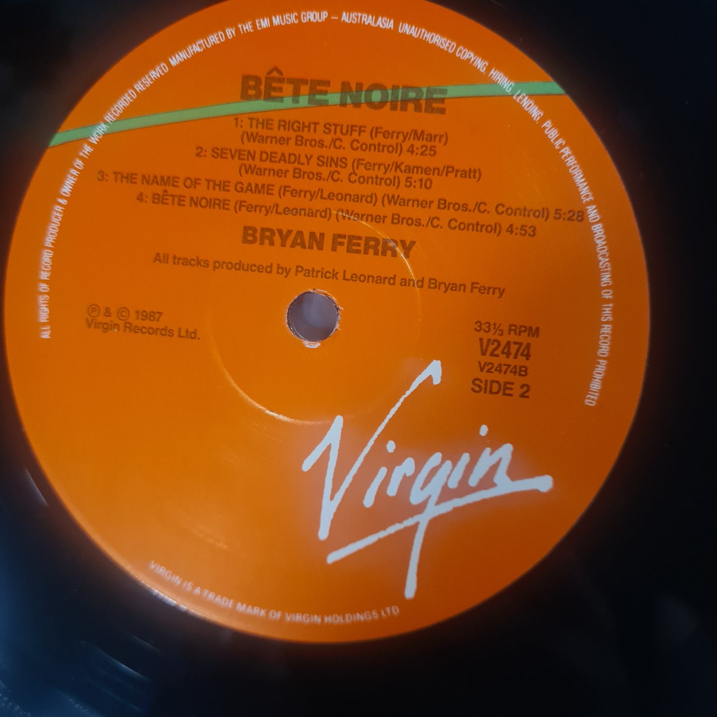 Bryan Ferry – Bête Noire - 1987 - Vinyl Record LP