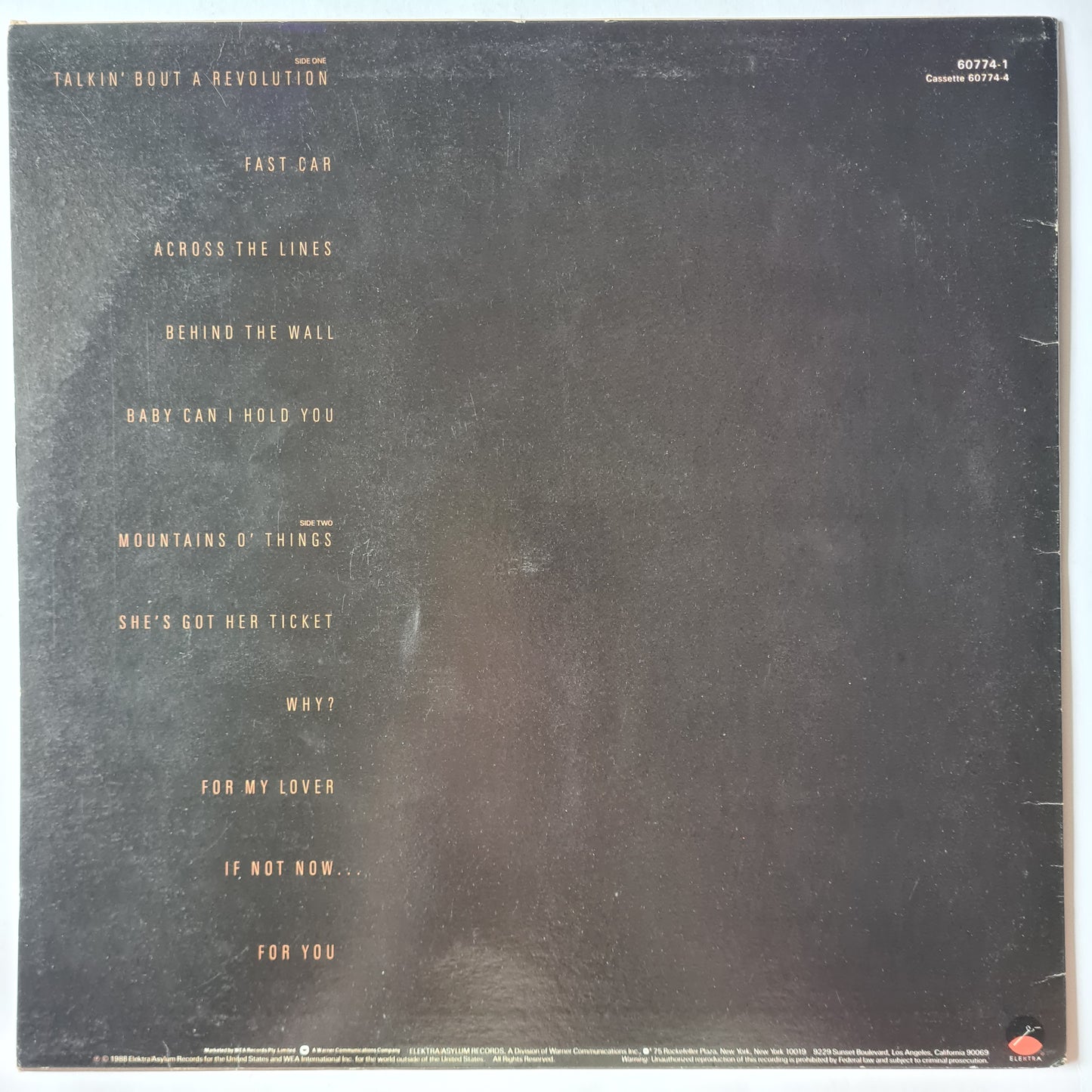 Tracy Chapman – Tracy Chapman - 1988 - Australian Pressing- Vinyl Record LP