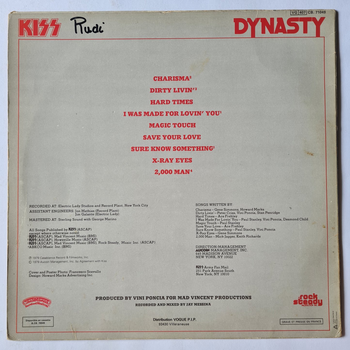 KISS – Dynasty - 1979 - (French Pressing) Vinyl Record LP