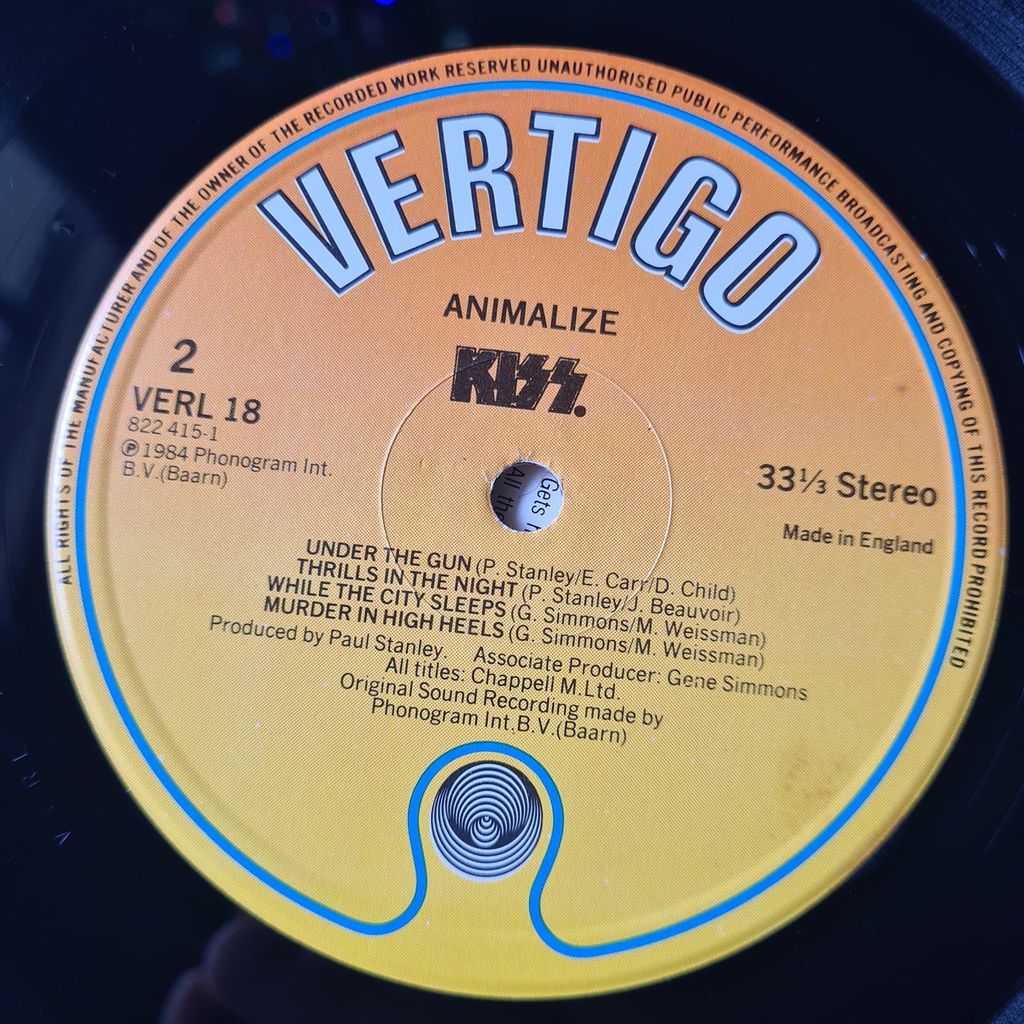 KISS – Animalize - 1984 UK pressing - Vinyl Record LP (near mint)