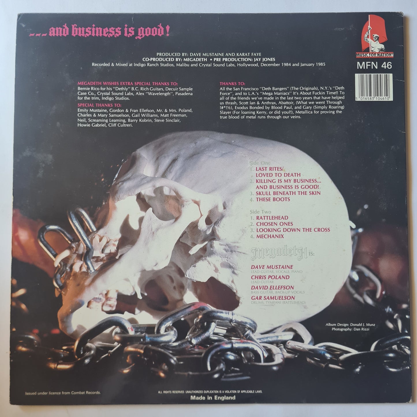 Megadeth – Killing Is My Business... And Business Is Good! - 1986 - Vinyl Record LP