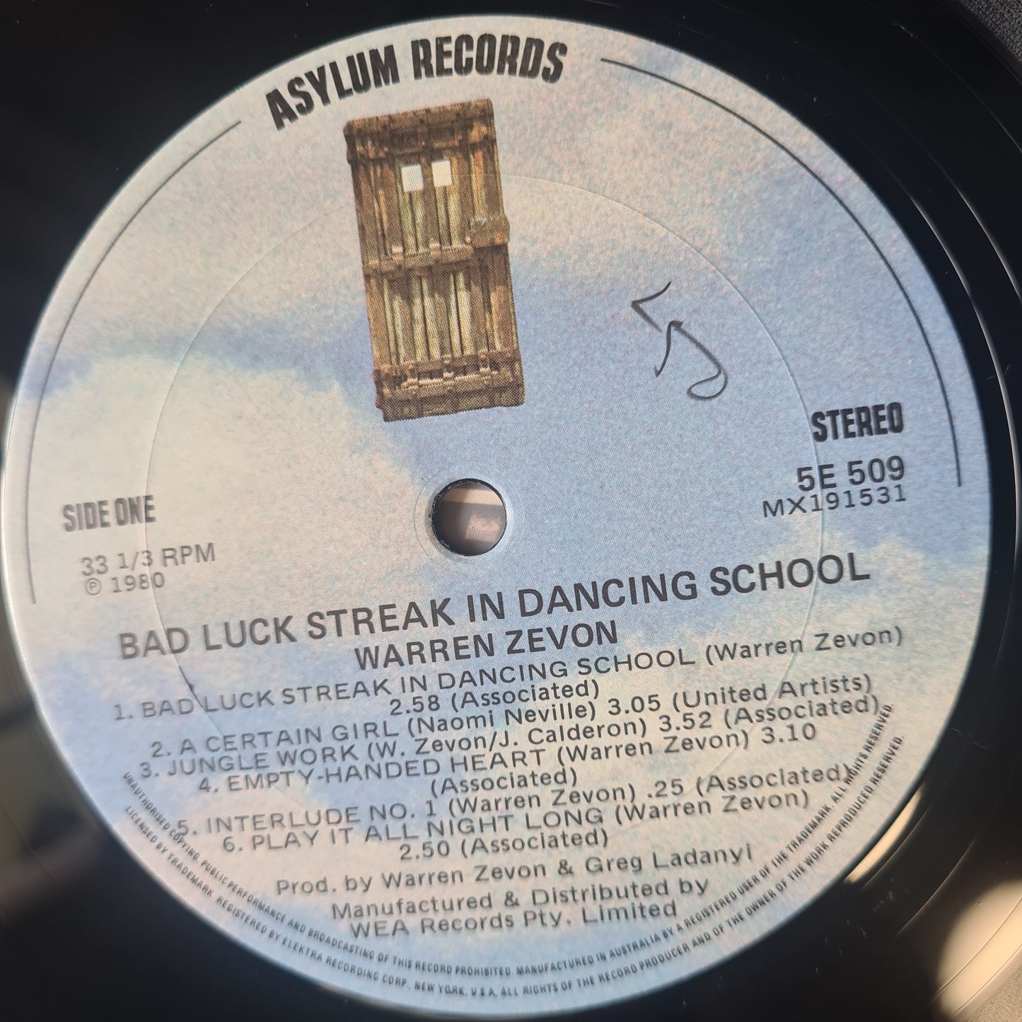 Warren Zevon – Bad Luck Streak In Dancing School - 1980 - Vinyl Record