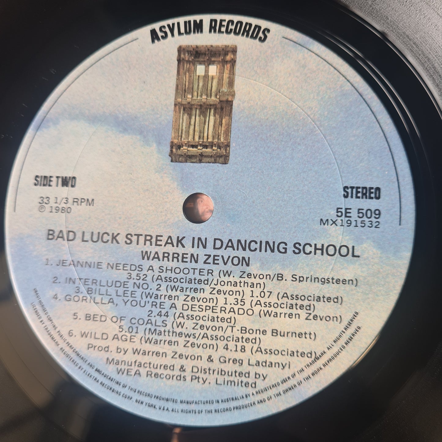 Warren Zevon – Bad Luck Streak In Dancing School - 1980 - Vinyl Record