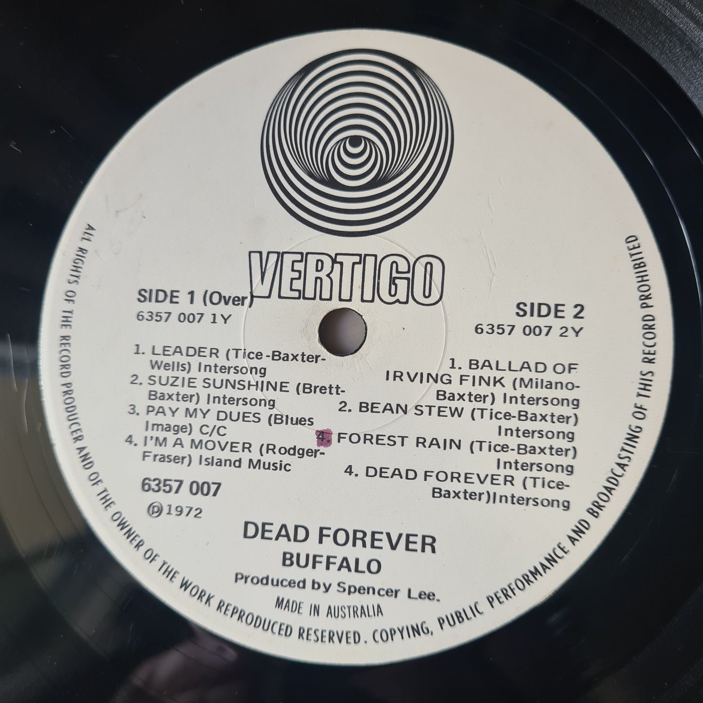 Buffalo – Dead Forever - 1972 (First Pressing, vertigo swirl label - Vinyl Record