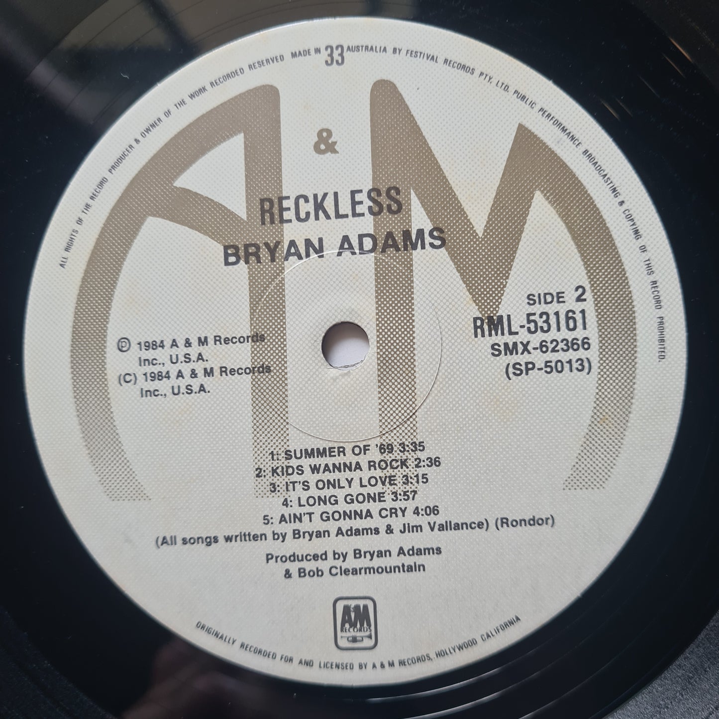 Bryan Adams – Reckless - 1984 - Vinyl Record LP