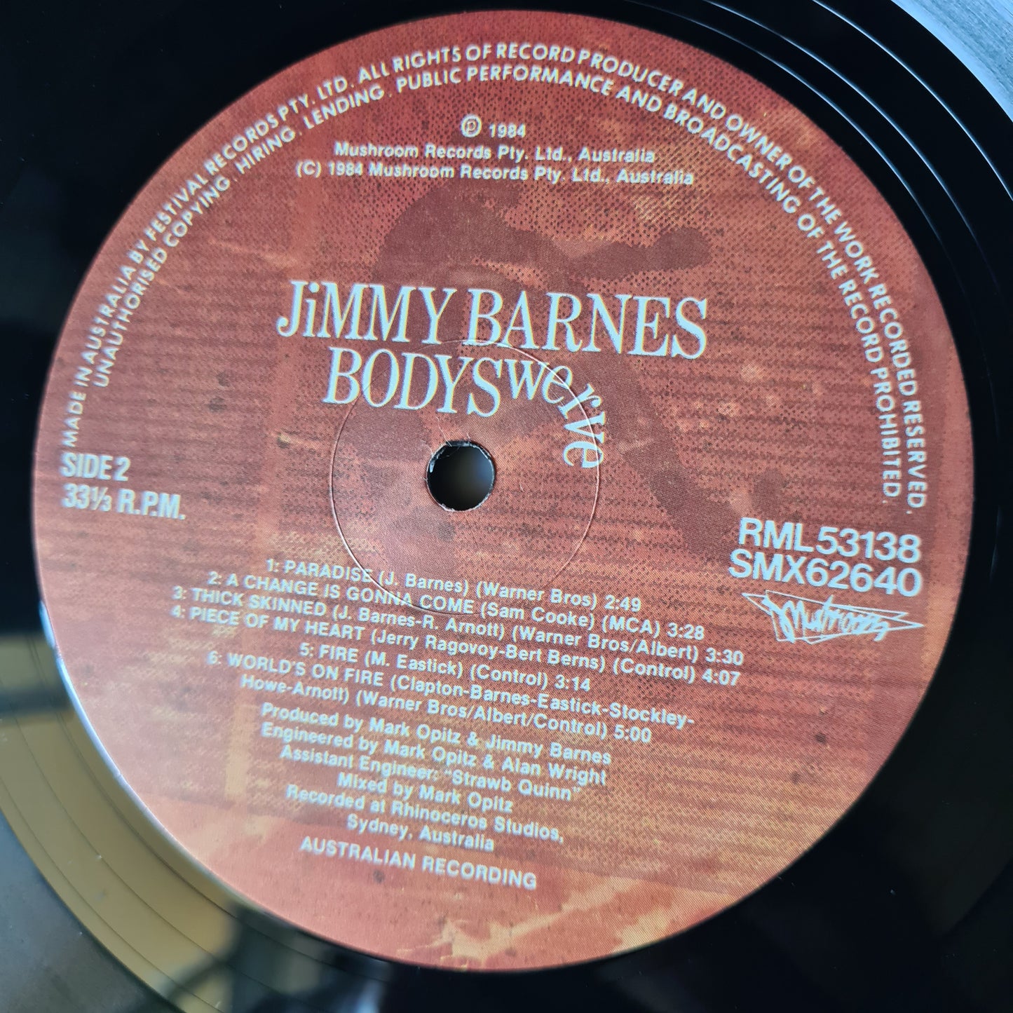 Jimmy Barnes – Bodyswerve - 1984 (Gatefold) - Vinyl Record LP