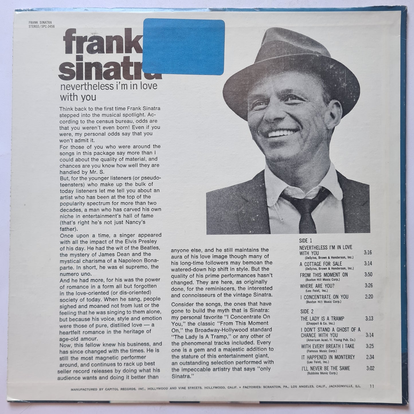 Frank Sinatra – Nevertheless I'm In Love With You - 1968 - Vinyl Record LP