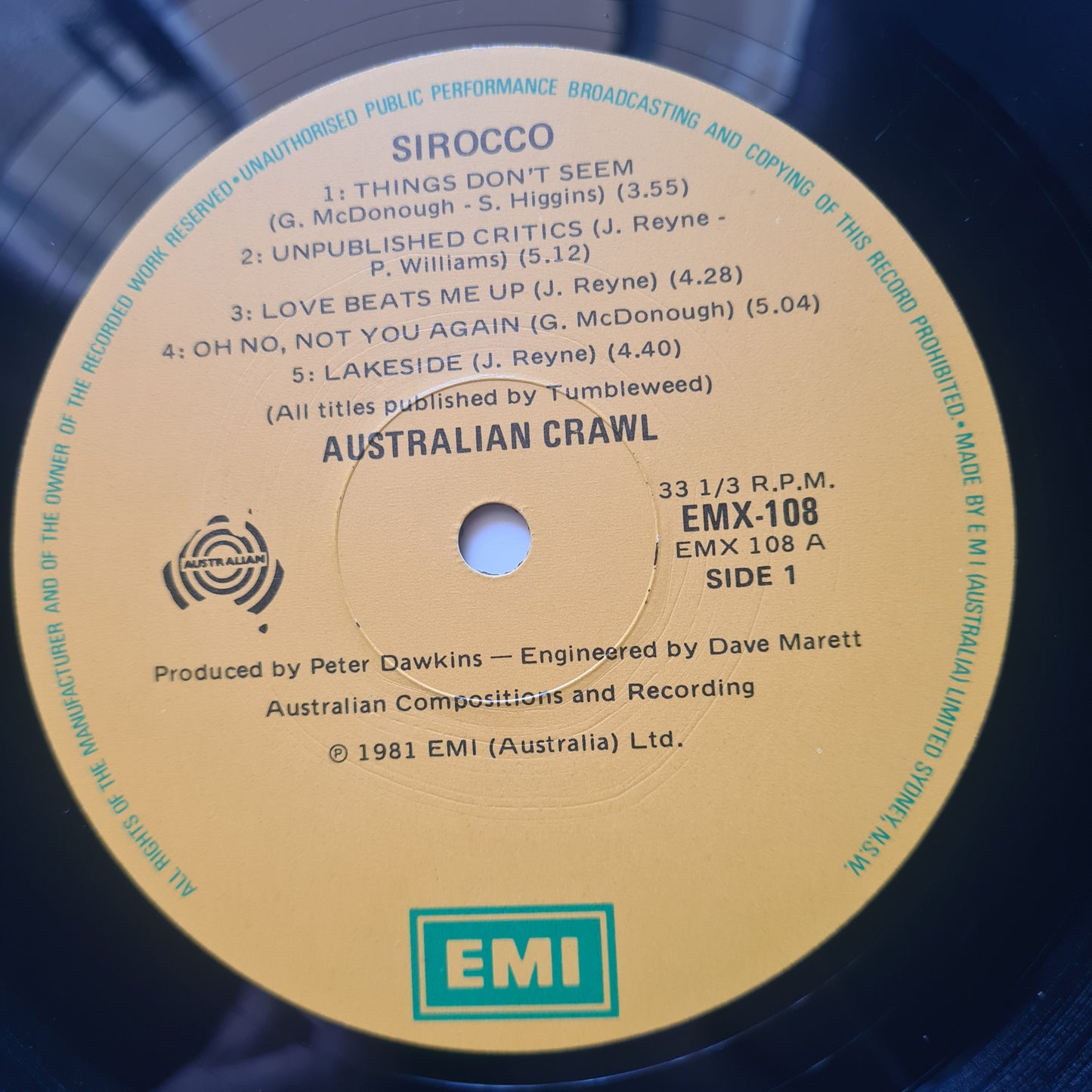 Australian Crawl – Sirocco - 1981 - Vinyl Record LP