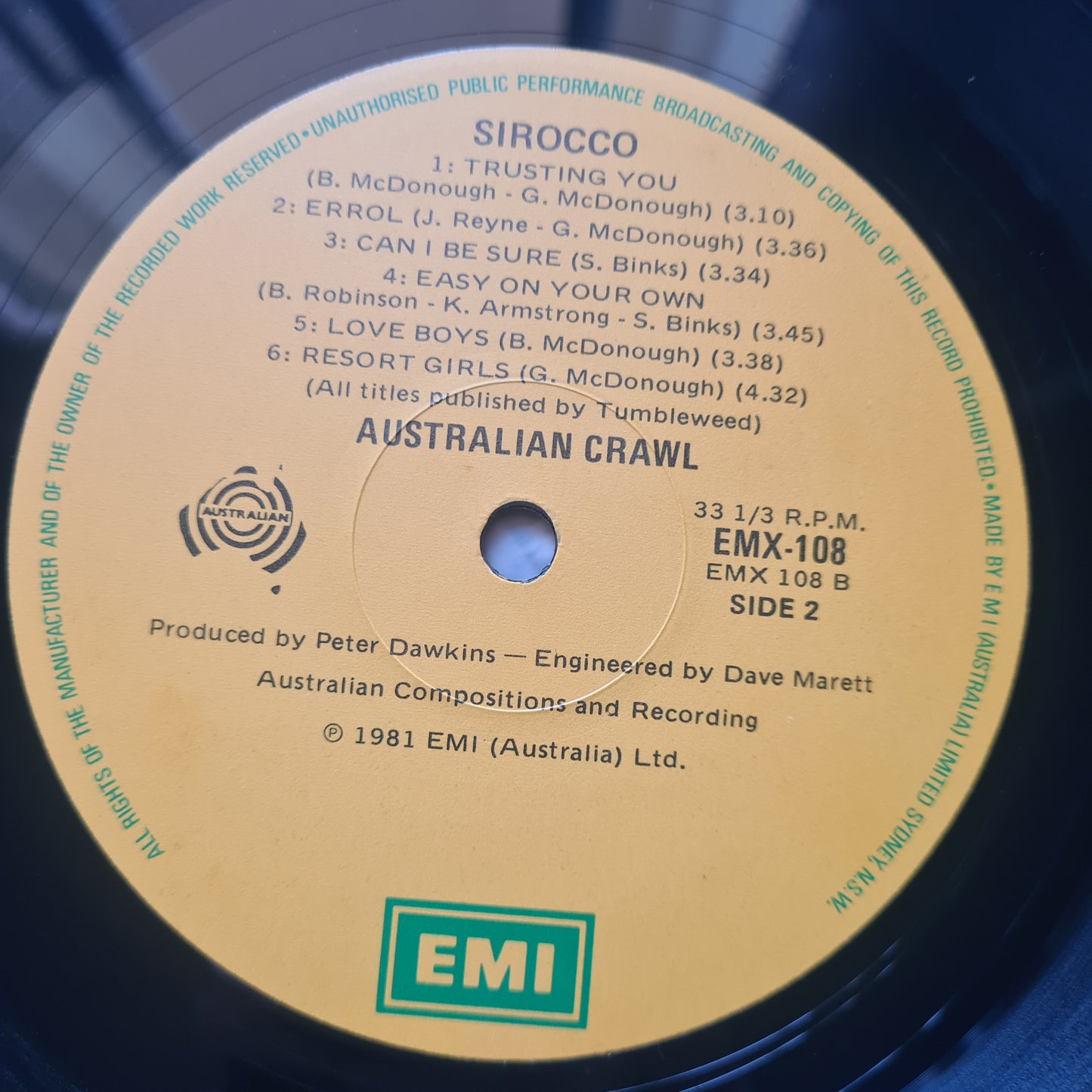 Australian Crawl – Sirocco - 1981 - Vinyl Record LP
