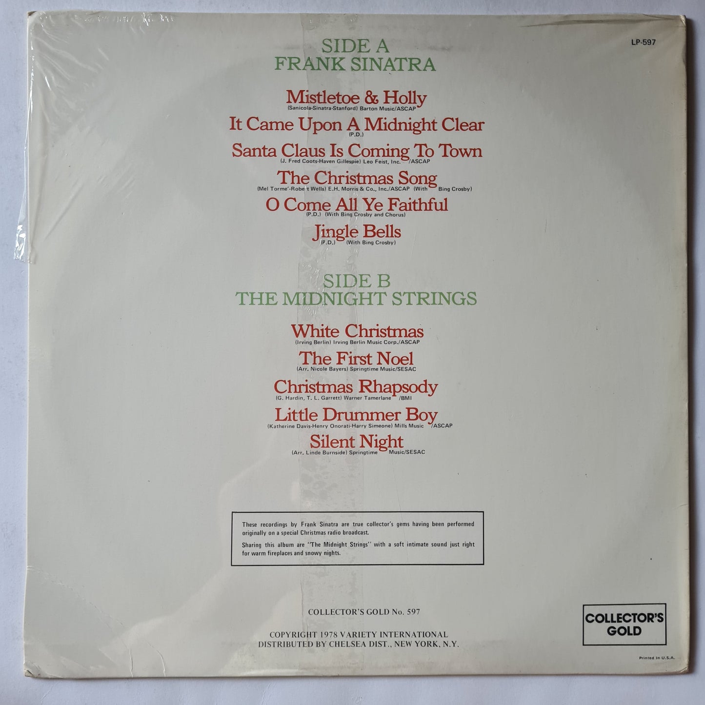 Frank Sinatra / The Midnight Strings – Merry Christmas To You! - 1980 - Vinyl Record LP (MINT)