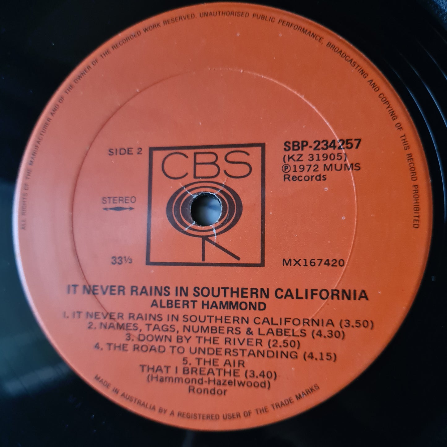 Albert Hammond – It Never Rains In Southern California - 1972 - Vinyl Record LP