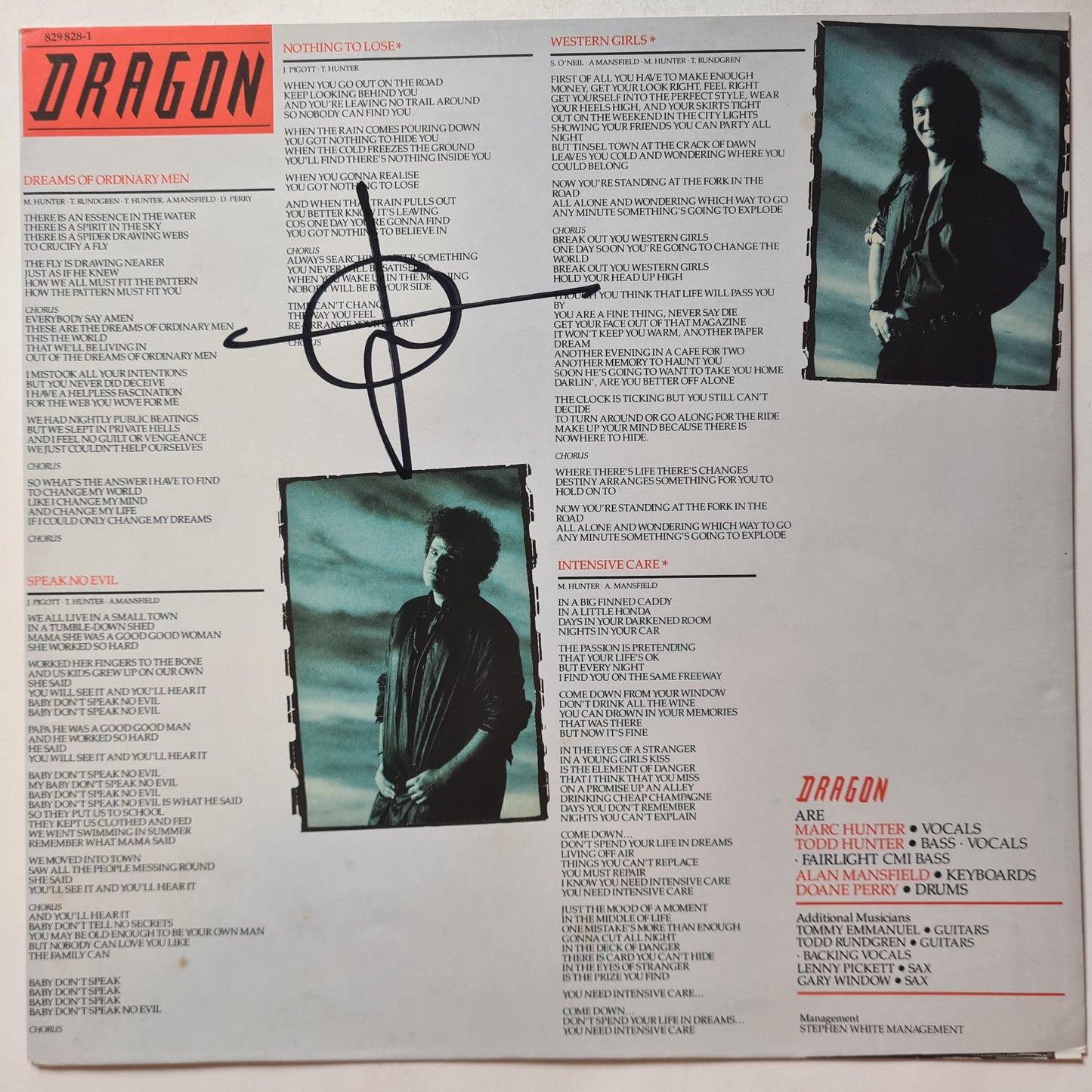 Dragon – Dreams Of Ordinary Men - 1986 - Vinyl Record LP (SIGNED BY TODD HUNTER)