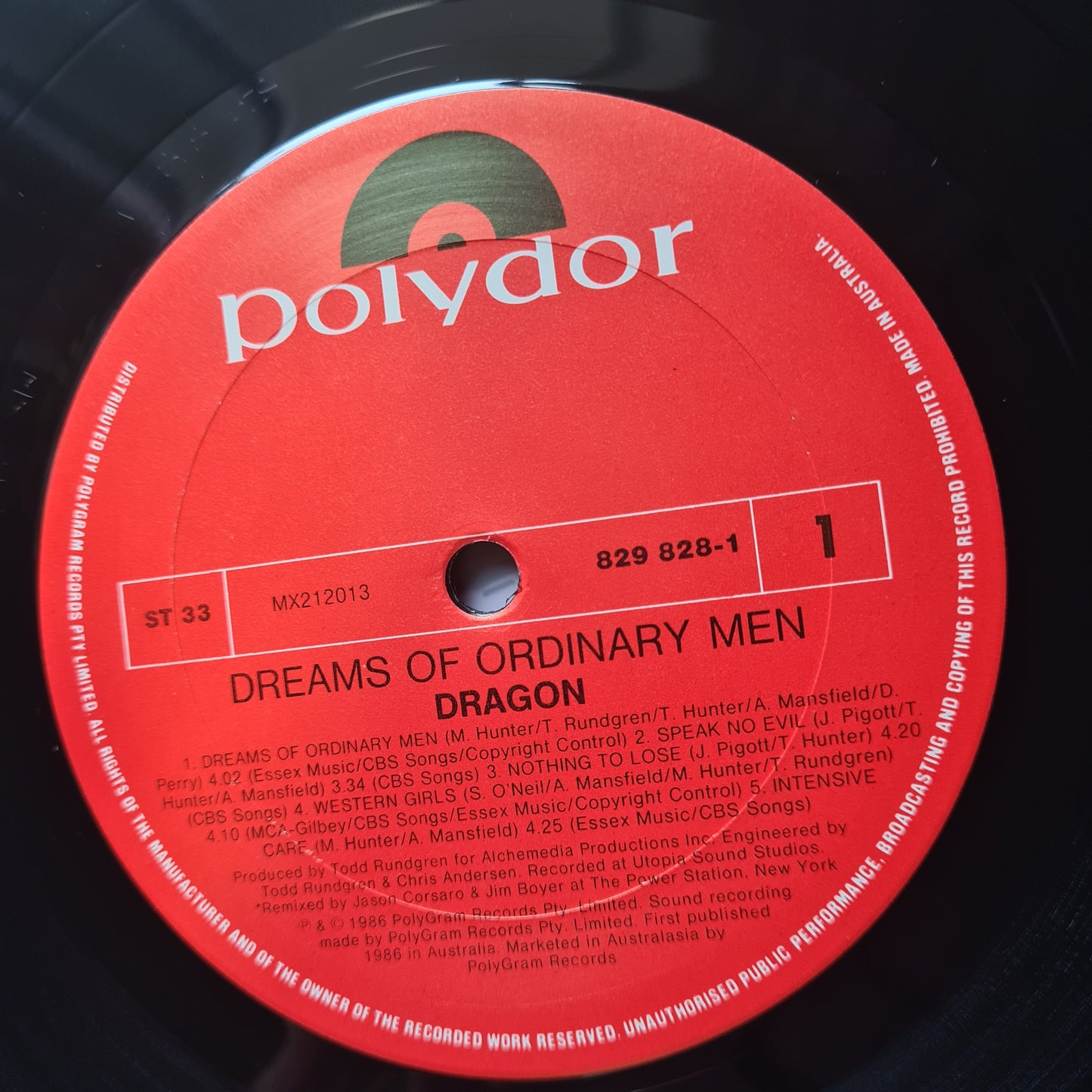 Dragon – Dreams Of Ordinary Men - 1986 - Vinyl Record LP (SIGNED BY TODD HUNTER)