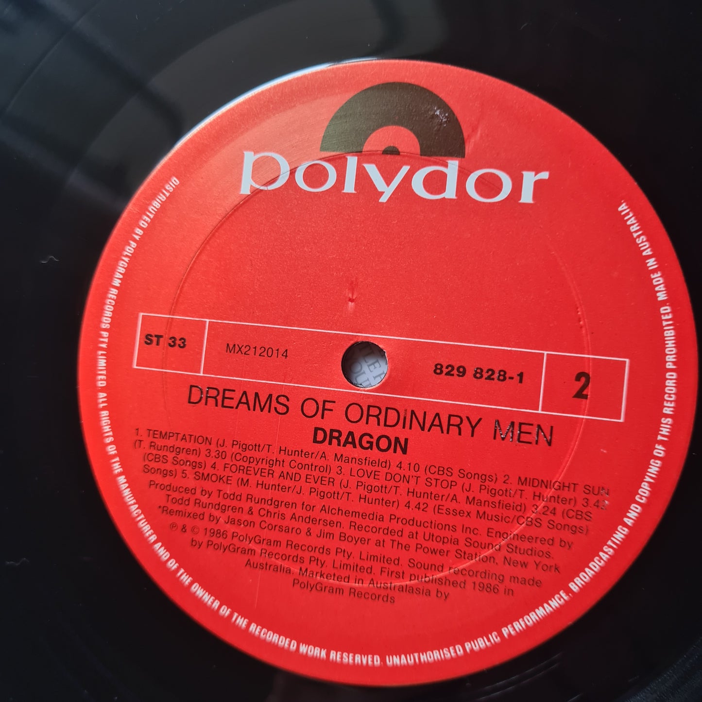 Dragon – Dreams Of Ordinary Men - 1986 - Vinyl Record LP (SIGNED BY TODD HUNTER)
