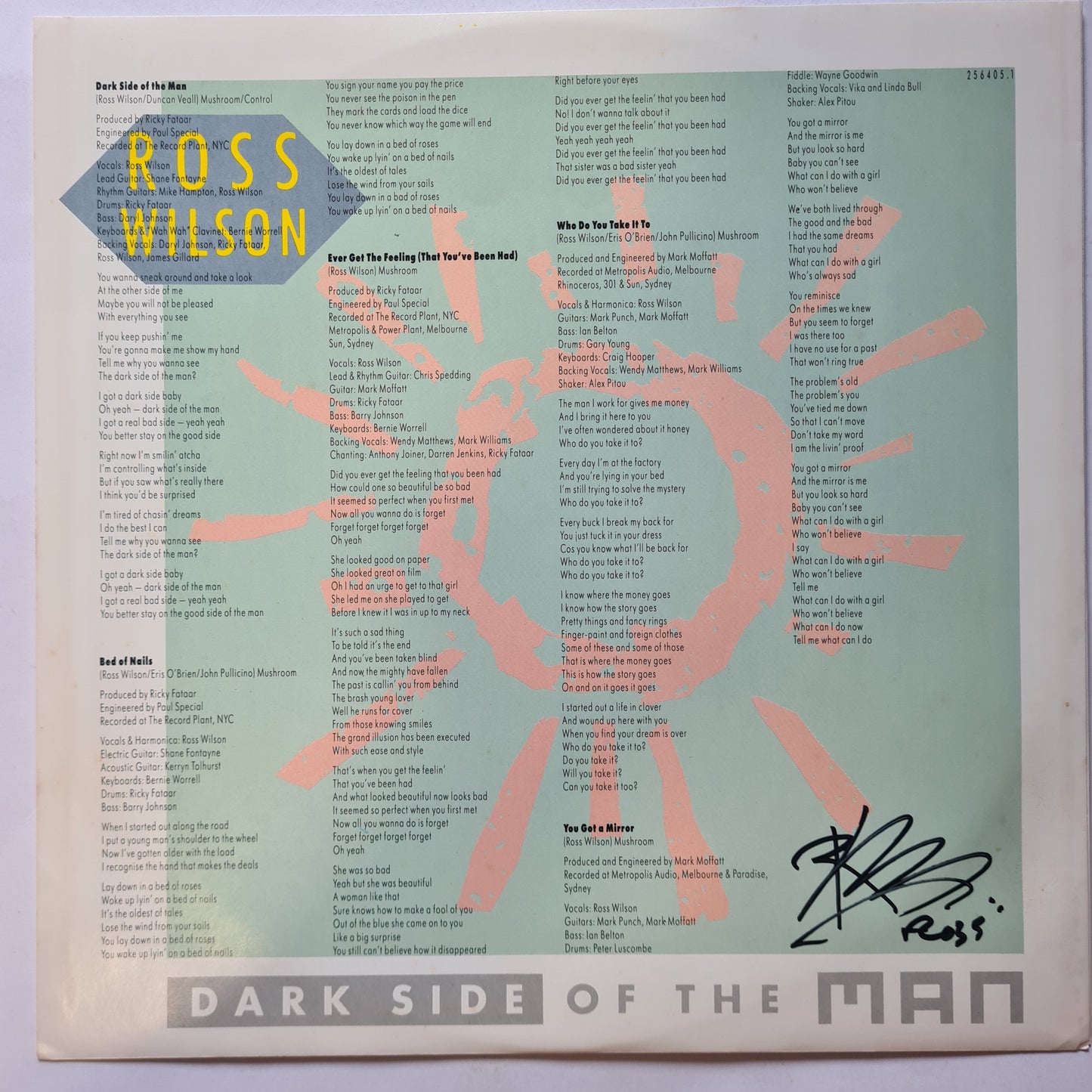 Ross Wilson – Dark Side Of The Man - 1989 - Vinyl Record LP (SIGNED BY ROSS WILSON)