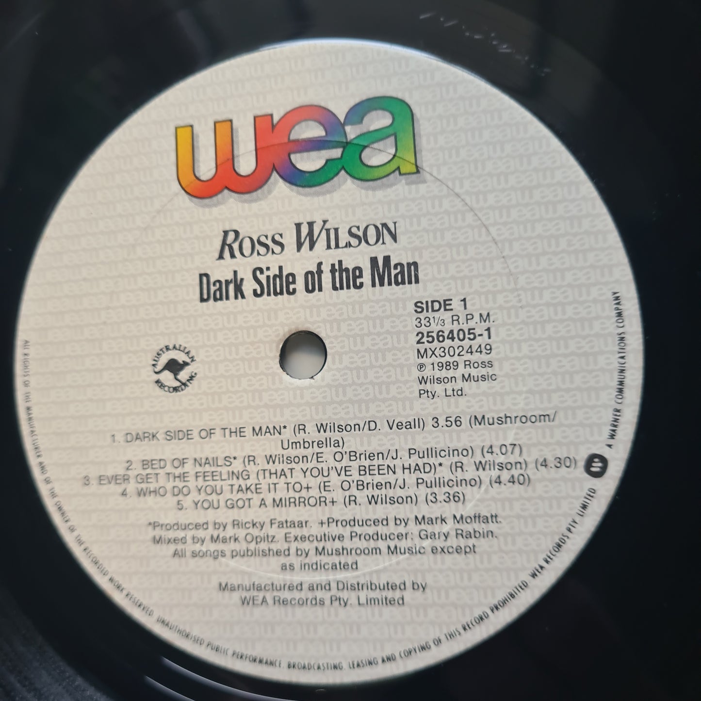 Ross Wilson – Dark Side Of The Man - 1989 - Vinyl Record LP (SIGNED BY ROSS WILSON)