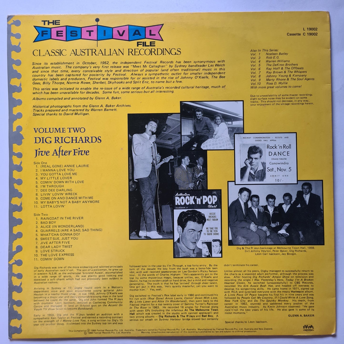 Dig Richards – Festival File: Vol 2: Jive After Five - 1988 - Vinyl Record LP