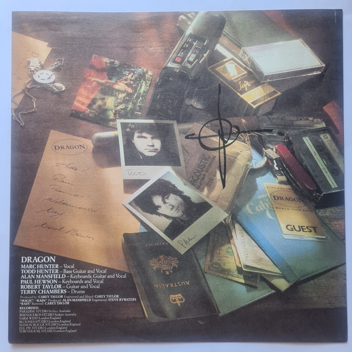 Dragon – Body & The Beat - 1984 - Vinyl Record LP (SIGNED BY TODD HUNTER) - Inner sleeve only, no cover