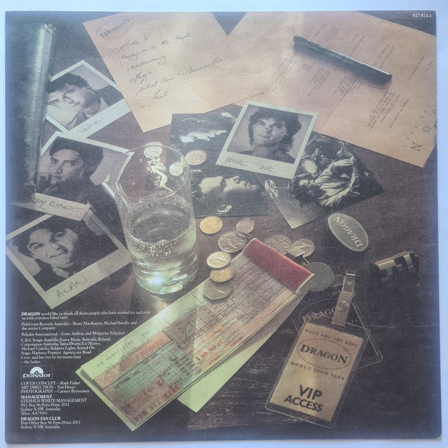 Dragon – Body & The Beat - 1984 - Vinyl Record LP (SIGNED BY TODD HUNTER) - Inner sleeve only, no cover