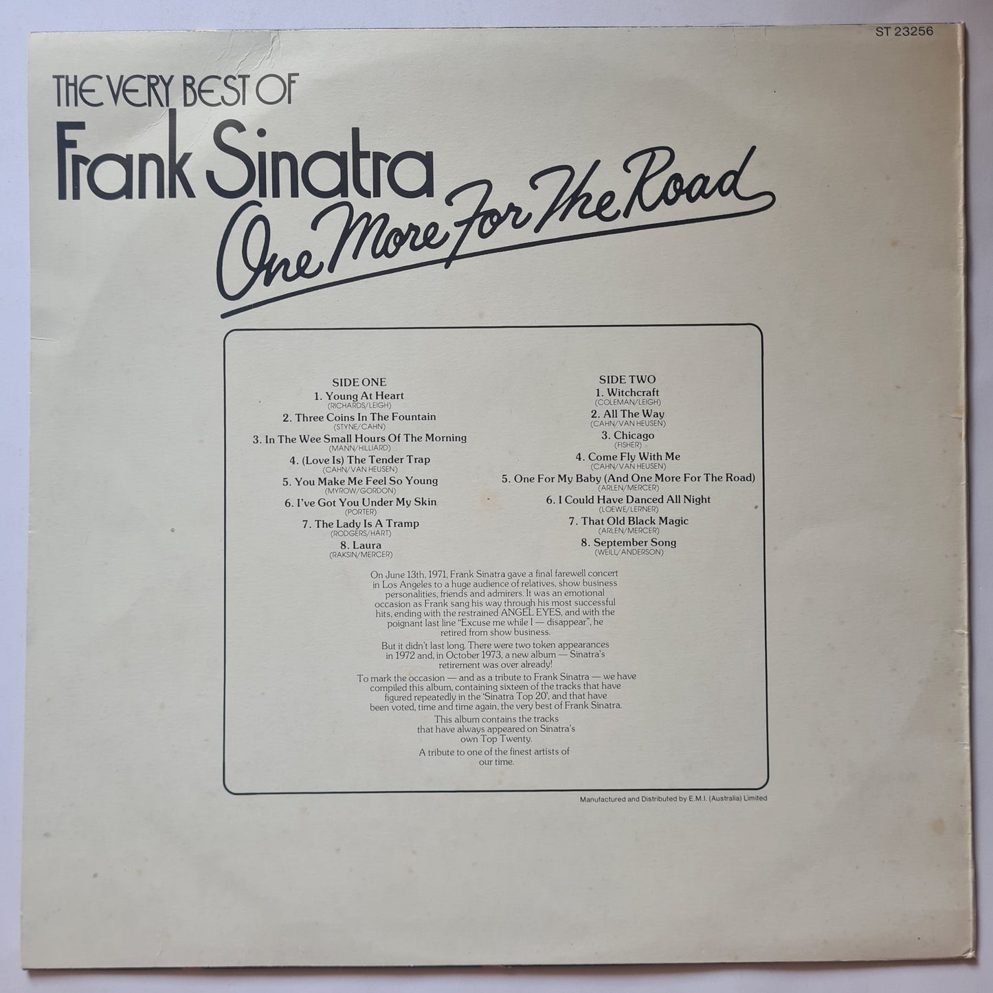 Frank Sinatra – The Very Best Of Frank Sinatra - One More For The Road - 1975 - Vinyl Record LP