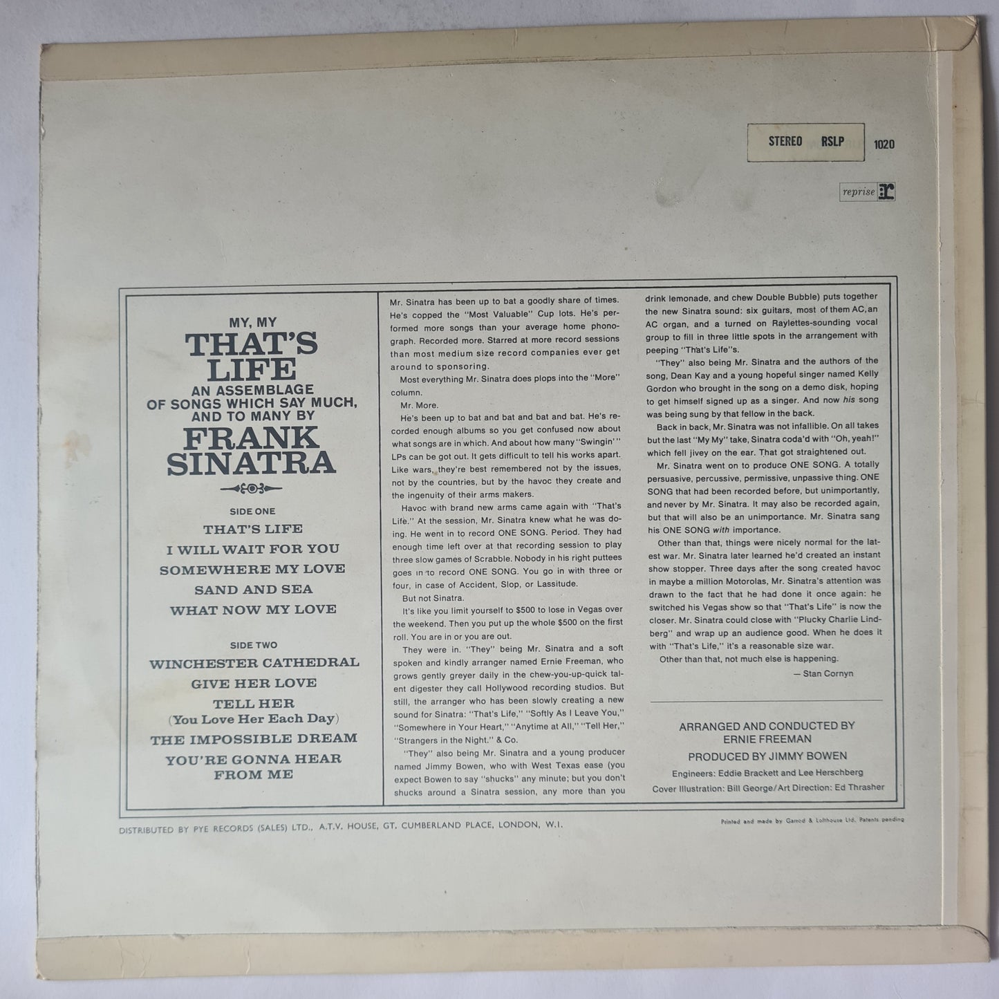 Frank Sinatra – That's Life - 1966 UK Pressing - Vinyl Record LP (near mint)