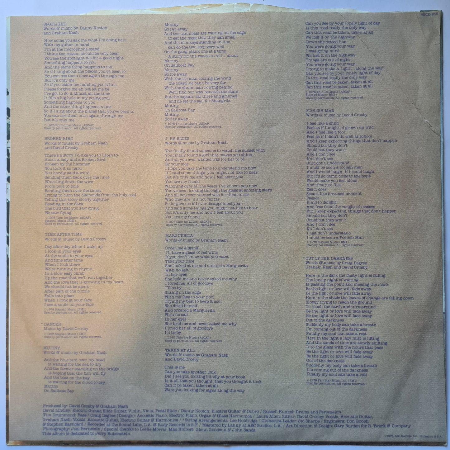 Crosby & Nash – Whistling Down The Wire - 1976 - Vinyl Record LP