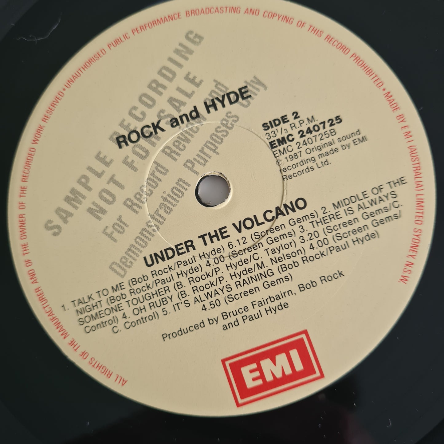 Rock And Hyde – Under The Volcano - 1987 - Vinyl Record LP