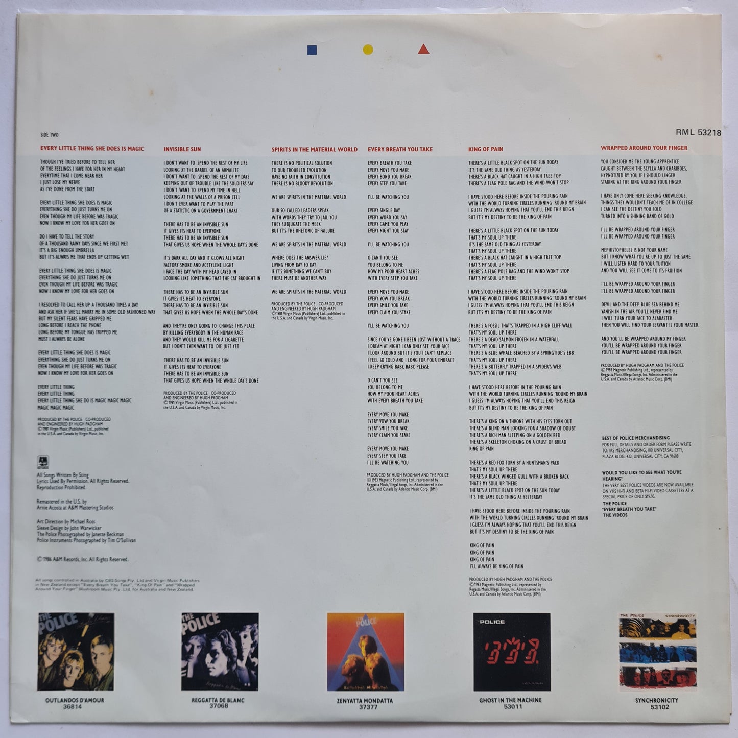 The Police – Every Breath You Take: The Singles (Greatest Hits) - 1986 - Vinyl Record LP