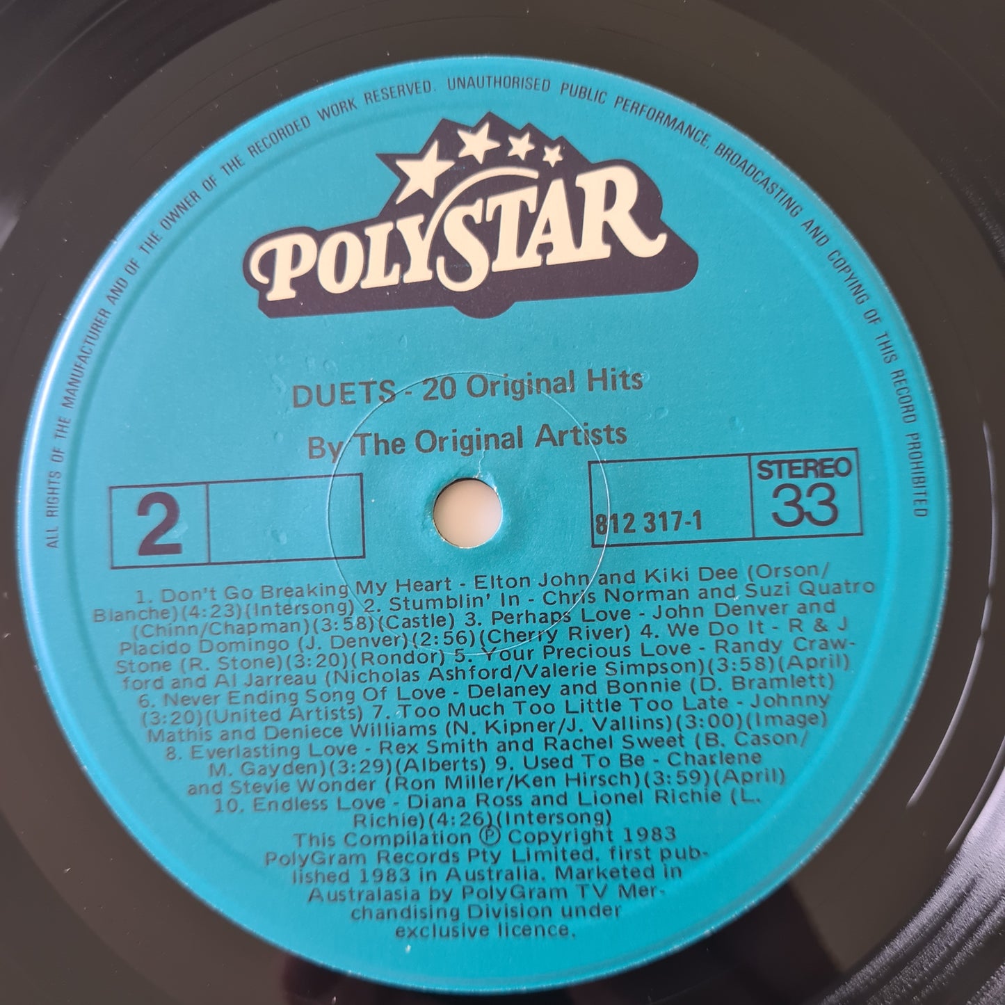 Various Artists - Duets: 20 Original Hits - 1983 - Vinyl Record LP