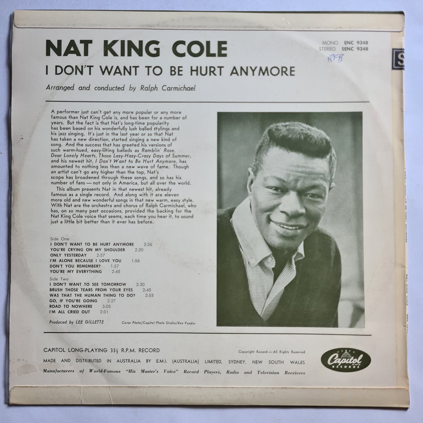 Nat King Cole – I Don't Want To Be Hurt Anymore - 1964 - Vinyl Record LP