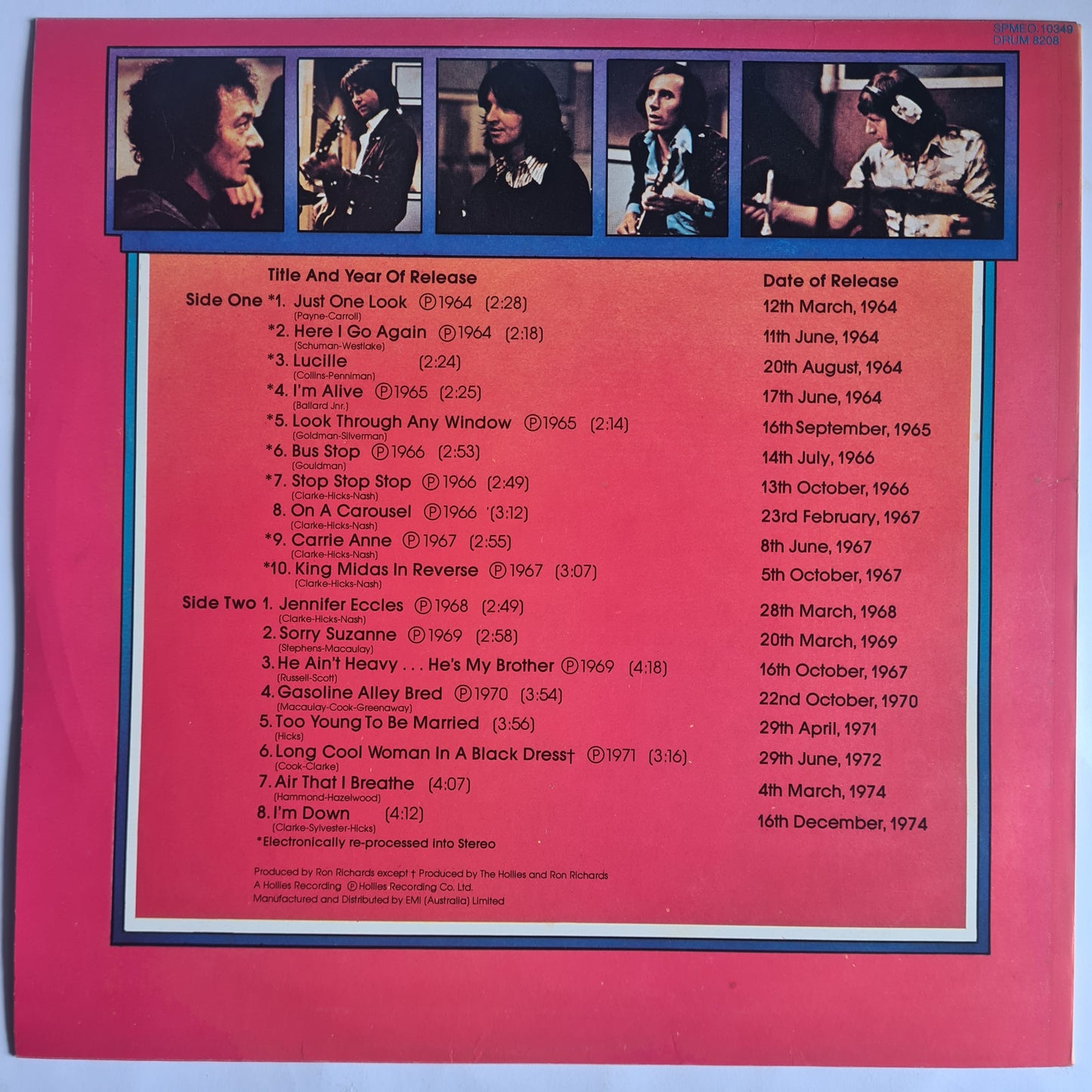 The Hollies – History Of The Hollies - 1970's Australian Pressing - Vinyl Record LP (near mint)
