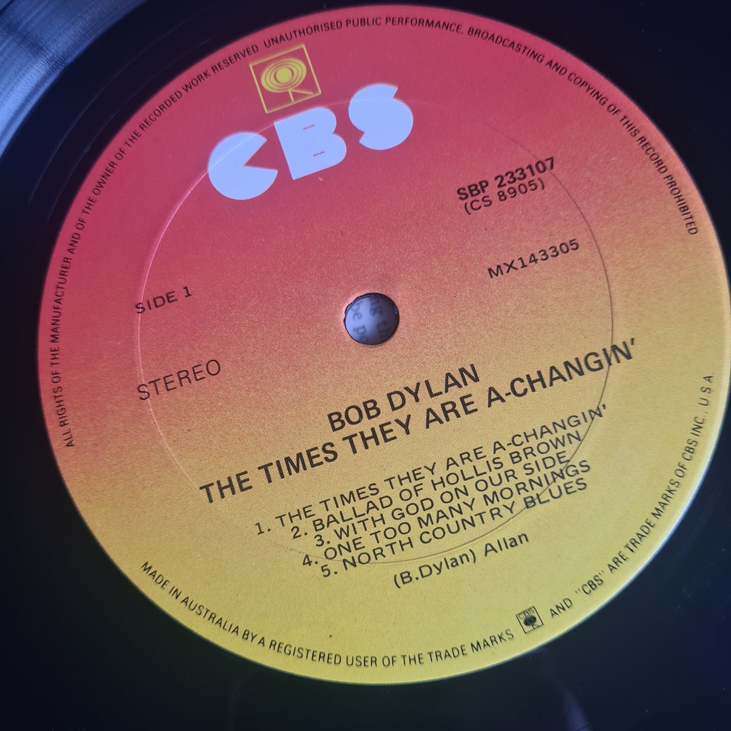 Bob Dylan – The Times They Are A-Changin' - 1964 (late 70's Australian Pressing) - Vinyl Record LP