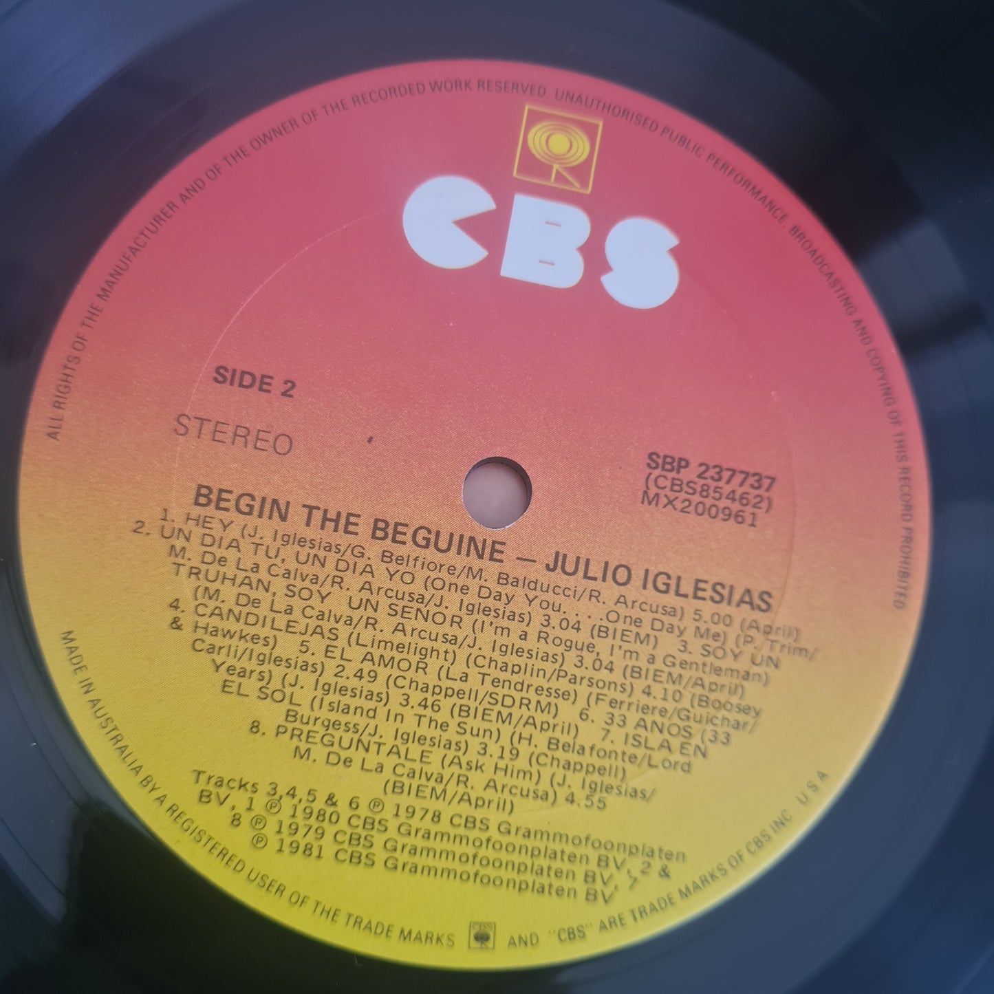 Julio Iglesias - Begin The Beguine - 1981 - Vinyl Record LP